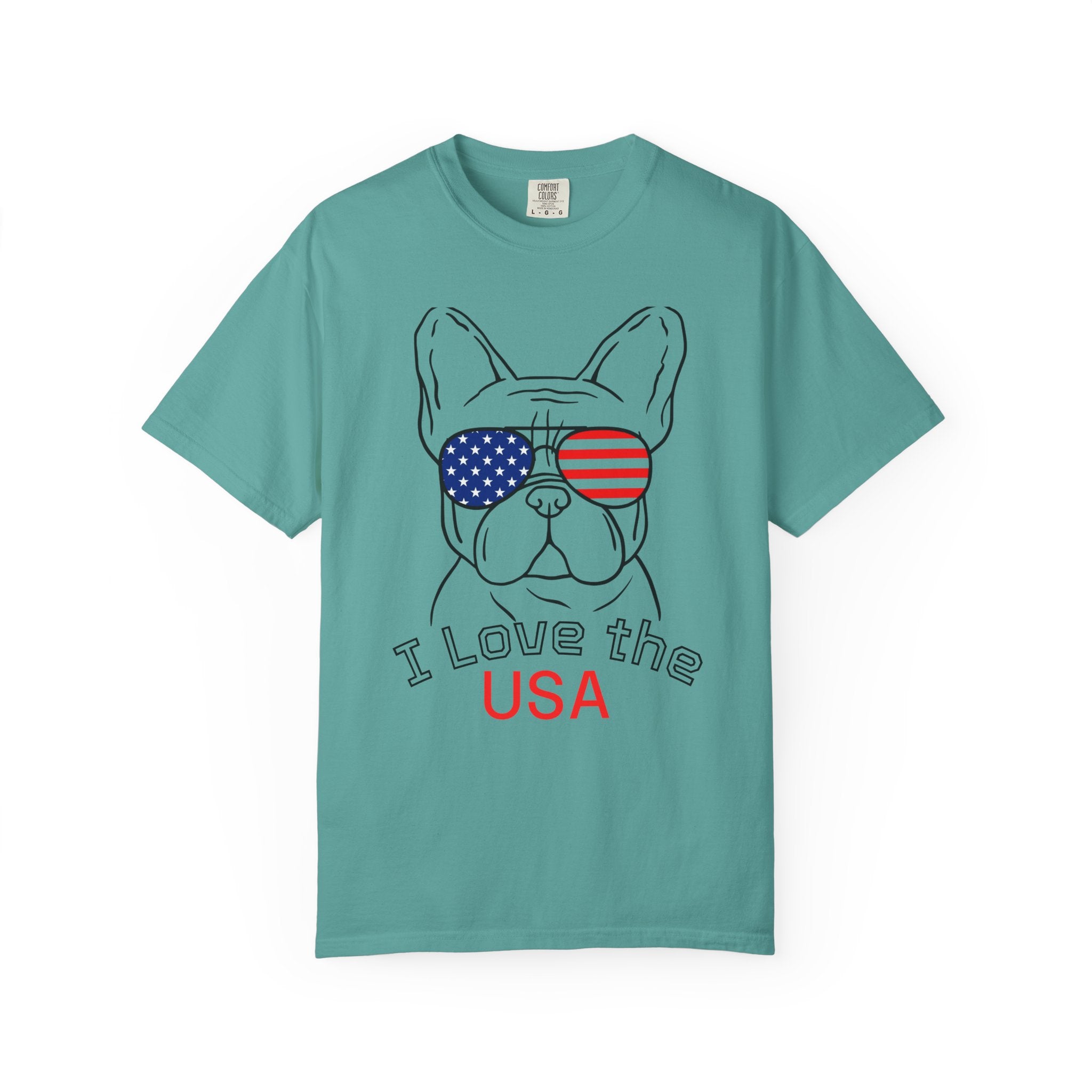 USA Bulldog T-Shirt — "I Love the USA" Patriotic Dog Tee