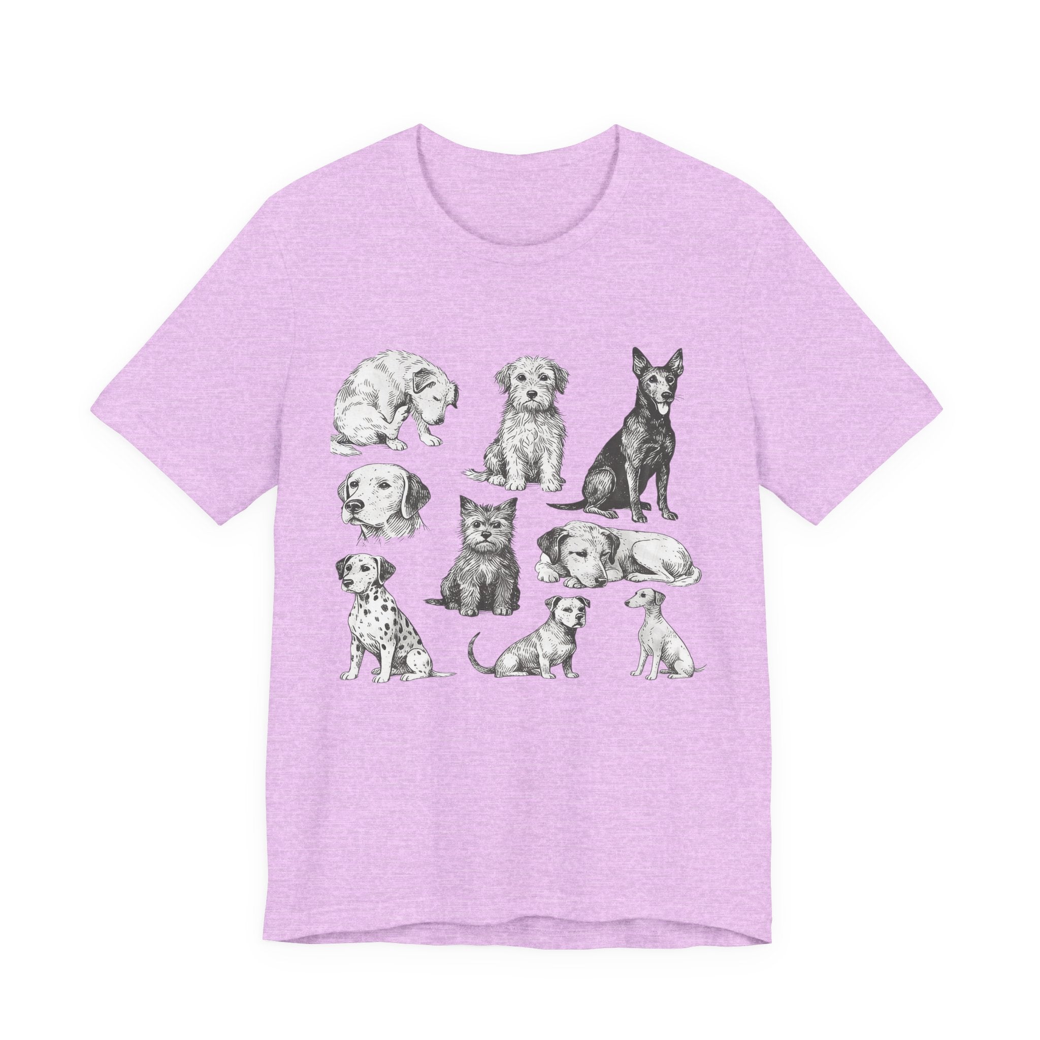 Dog Breed Sketches T-Shirt — Hand-Drawn Puppy Portraits Tee