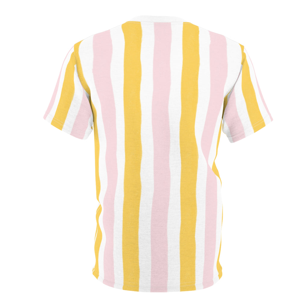 Scooter Dog Tee — "Life is Good" Striped All-Over Print T-Shirt