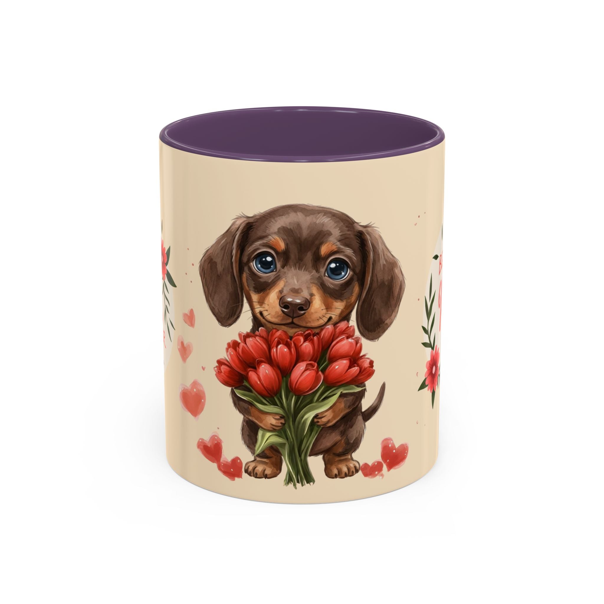 Best Mom Ever Coffee Mug — Cute Dachshund with Tulips