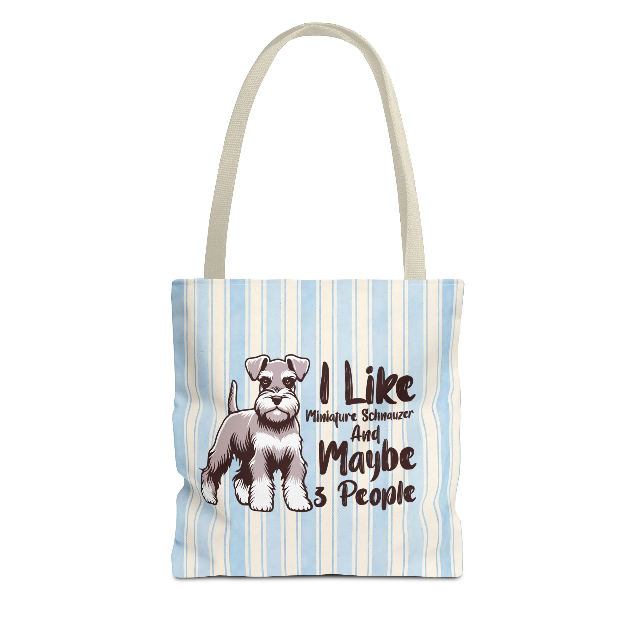 Miniature Schnauzer Tote Bag – "I Like Miniature Schnauzers and Maybe 3 People" Striped Canvas Tote
