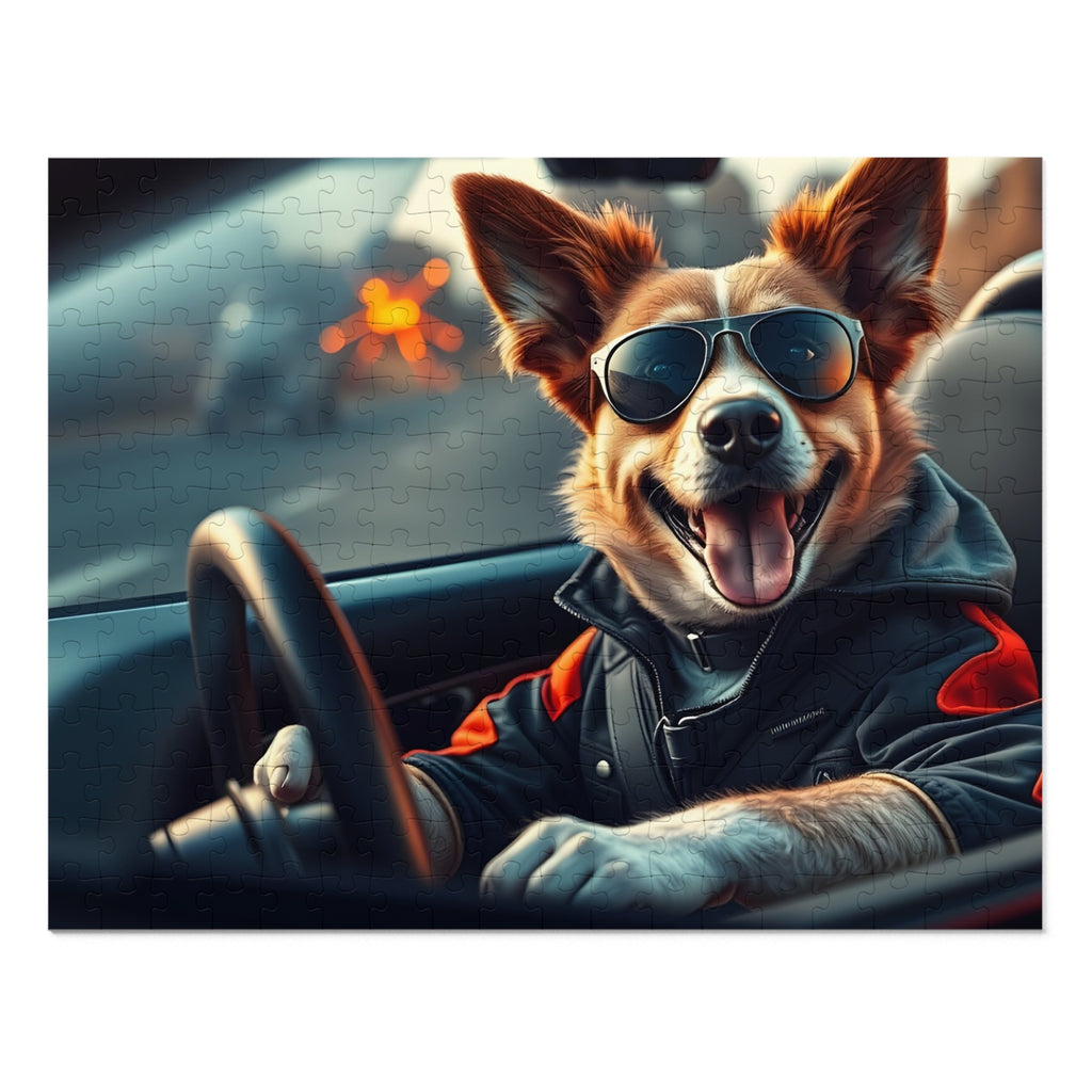 Corgi Driving Jigsaw Puzzle with Tin — Funny Dog Behind the Wheel | Dog Lover Gift