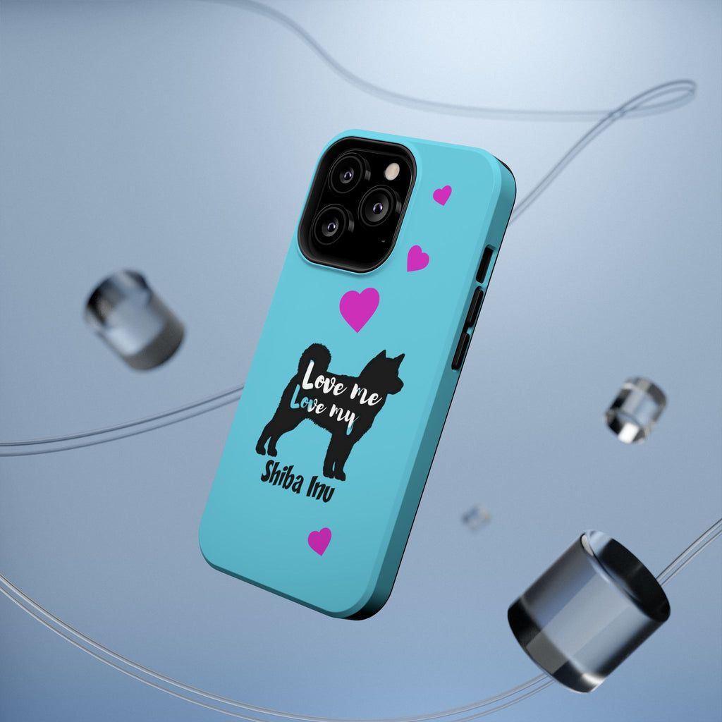 Shiba Inu Phone Case – "Love Me Love My Shiba Inu" Impact-Resistant Case, Cute Heart Design