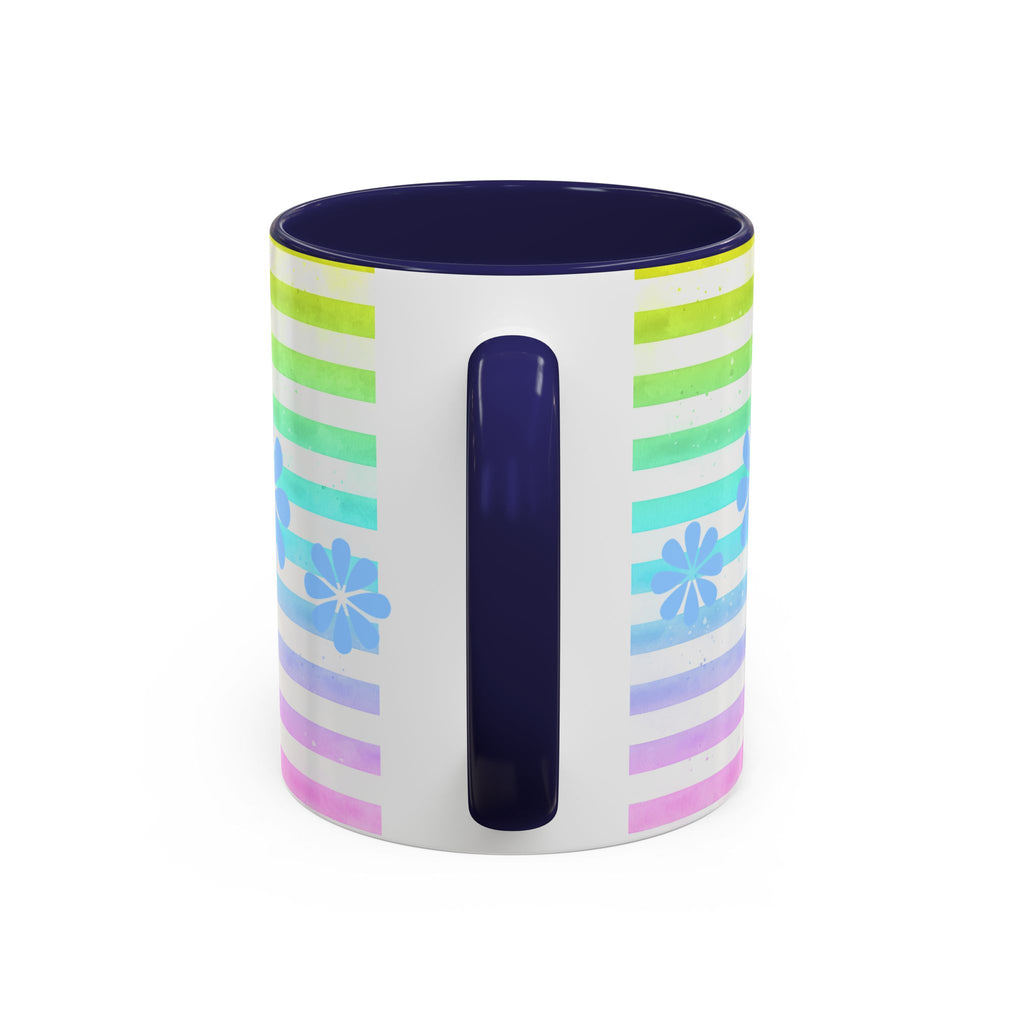 West Highland Terrier Coffee Mug — Cute White Pup on Rainbow Stripes (Accent Mug 11/15oz)