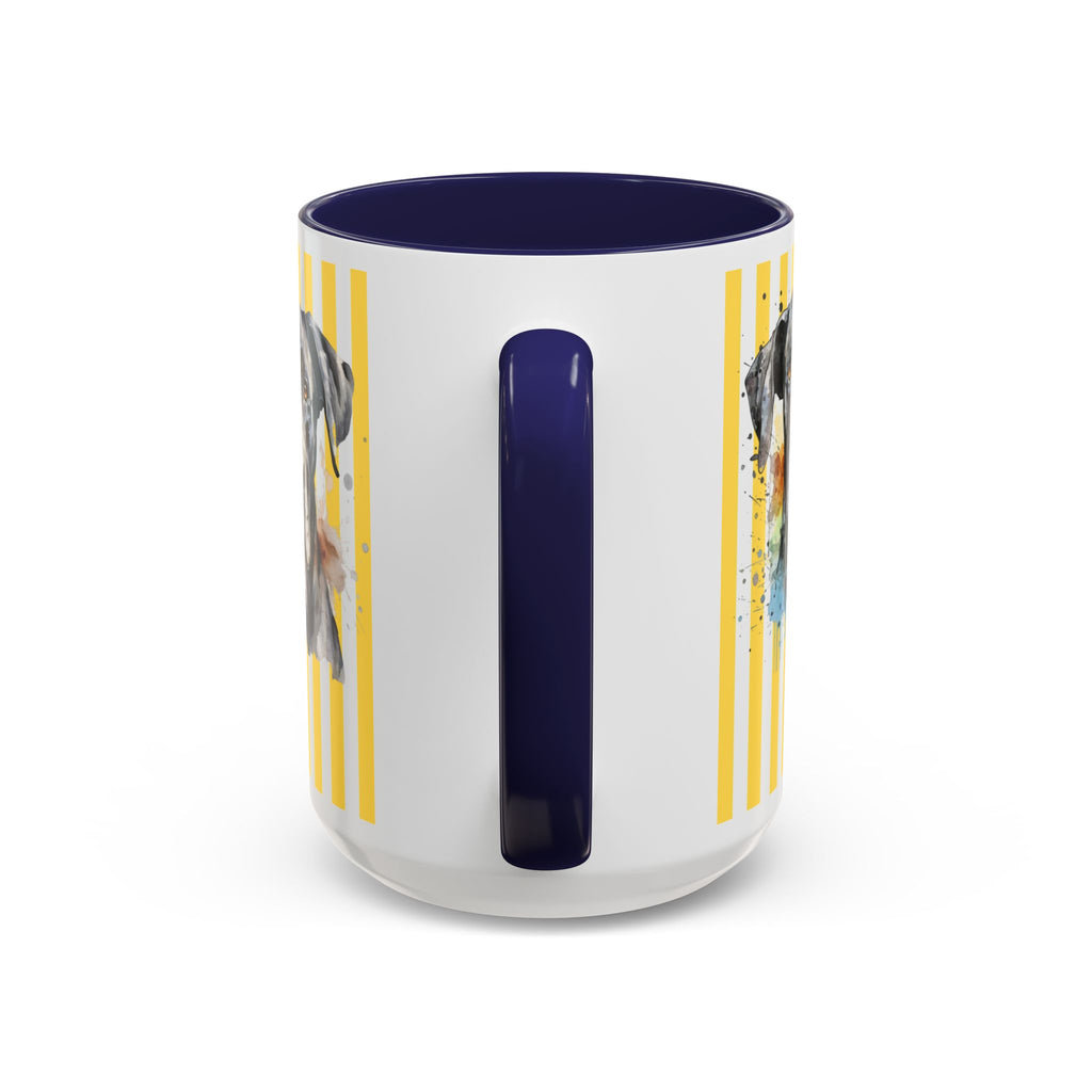Personalised Dog Accent Coffee Mug — Yellow Striped Dog Lover Gift (11/15 oz)