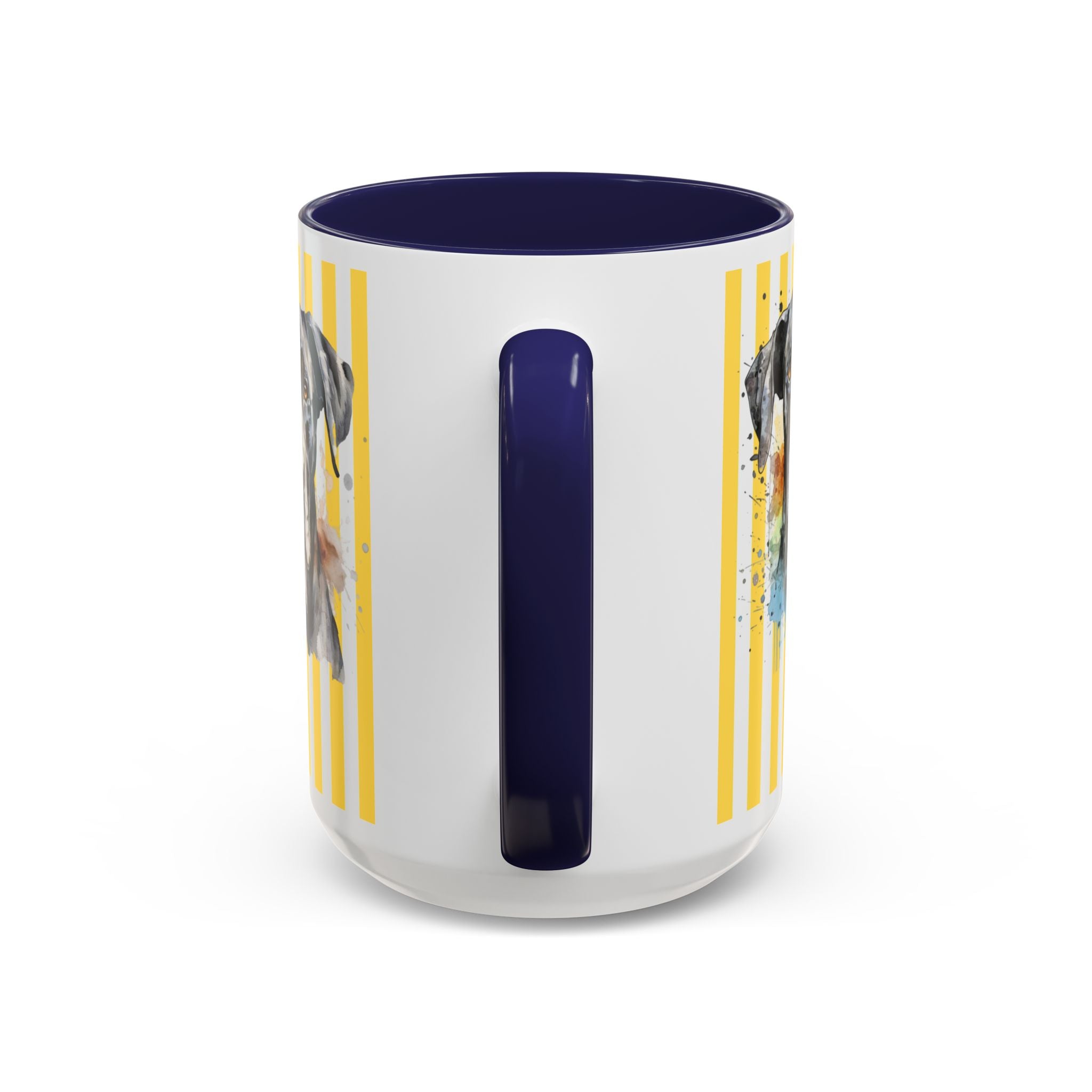 Personalised Dog Accent Coffee Mug — Yellow Striped Dog Lover Gift (11/15 oz)