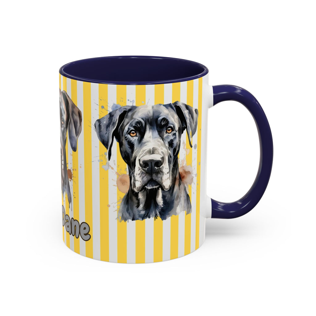Personalised Dog Accent Coffee Mug — Yellow Striped Dog Lover Gift (11/15 oz)