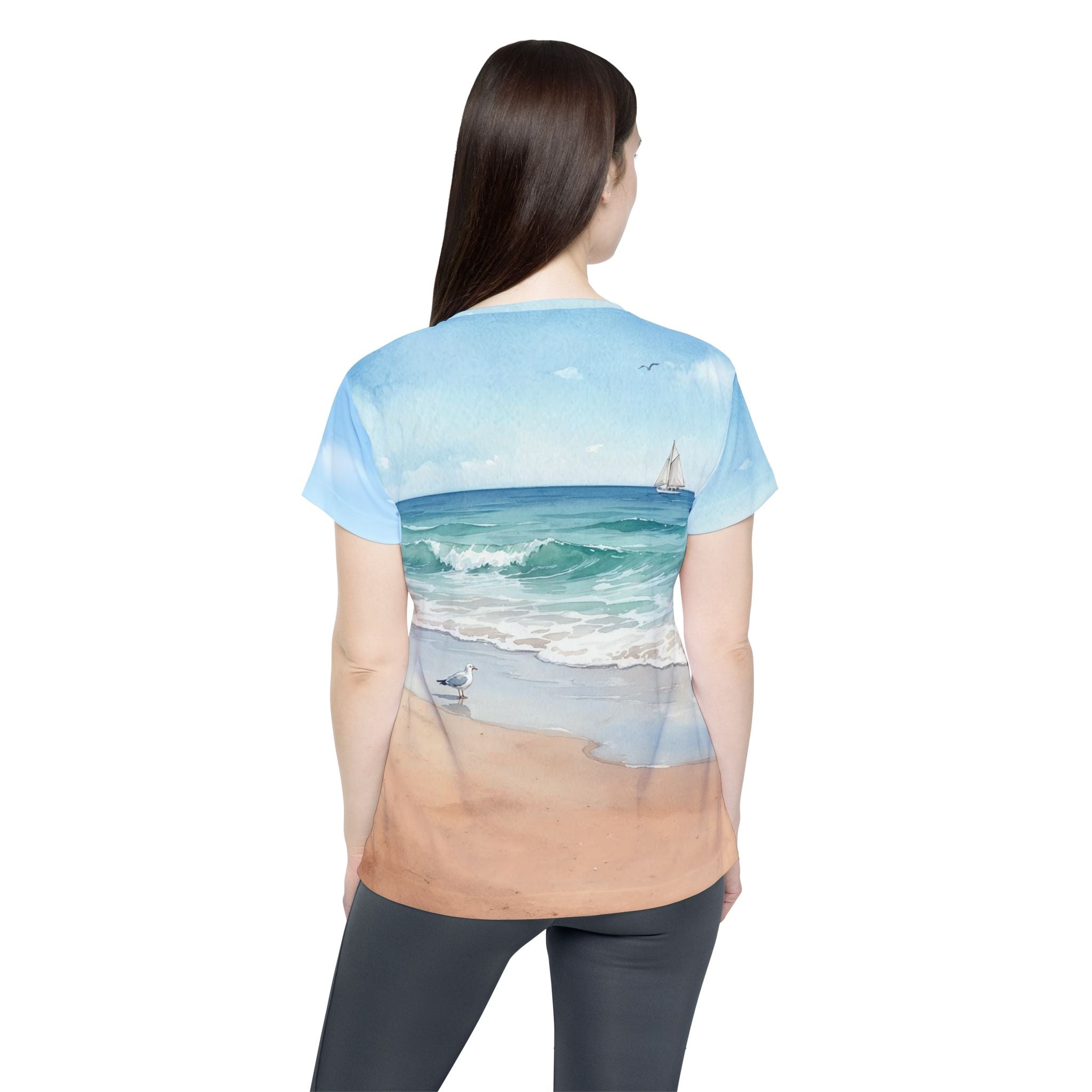 Women's Beach Scene All-Over Print Sports Jersey — Dachshund on Shore