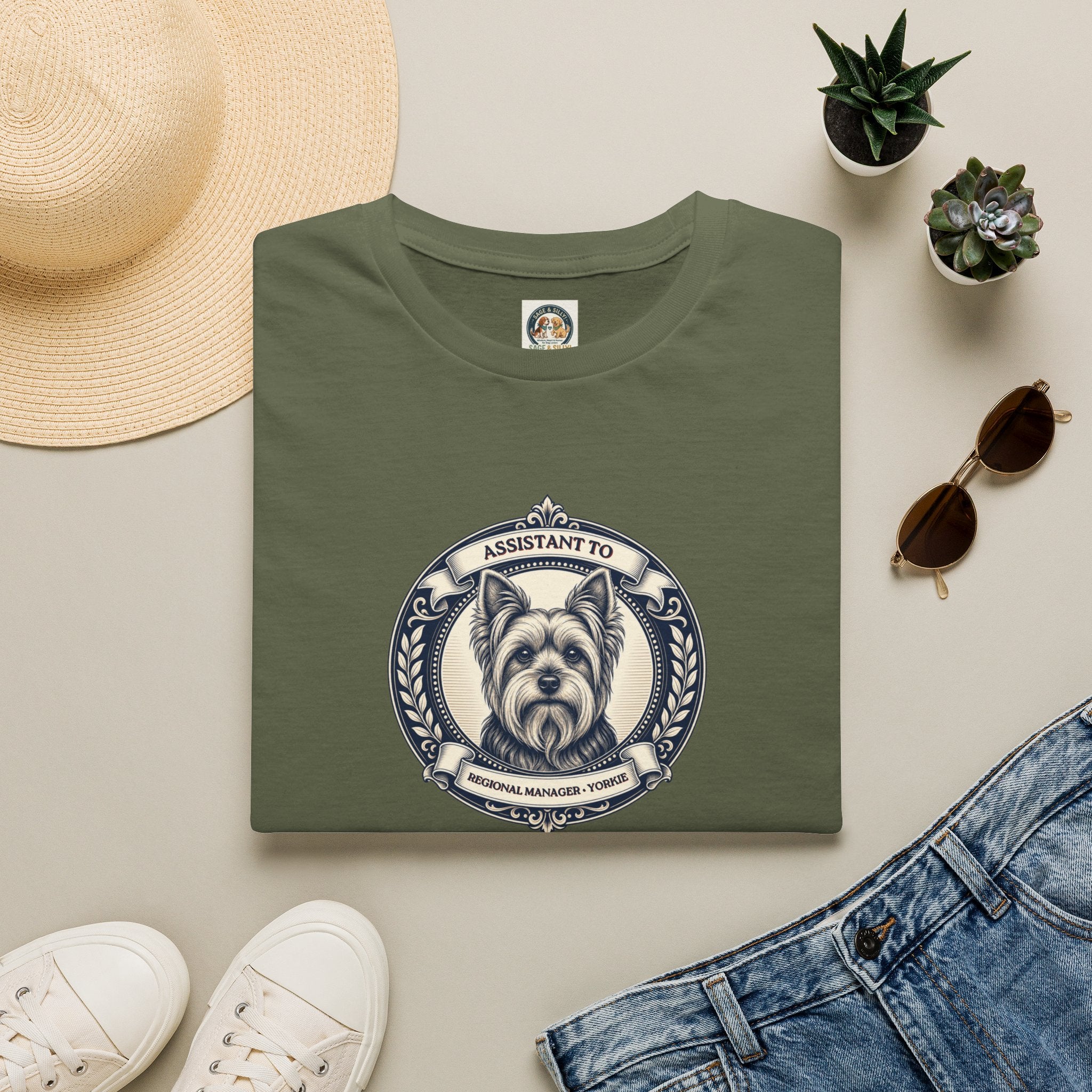 Yorkie T-Shirt — "Assistant to the Regional Manager" Funny Yorkshire Terrier Tee