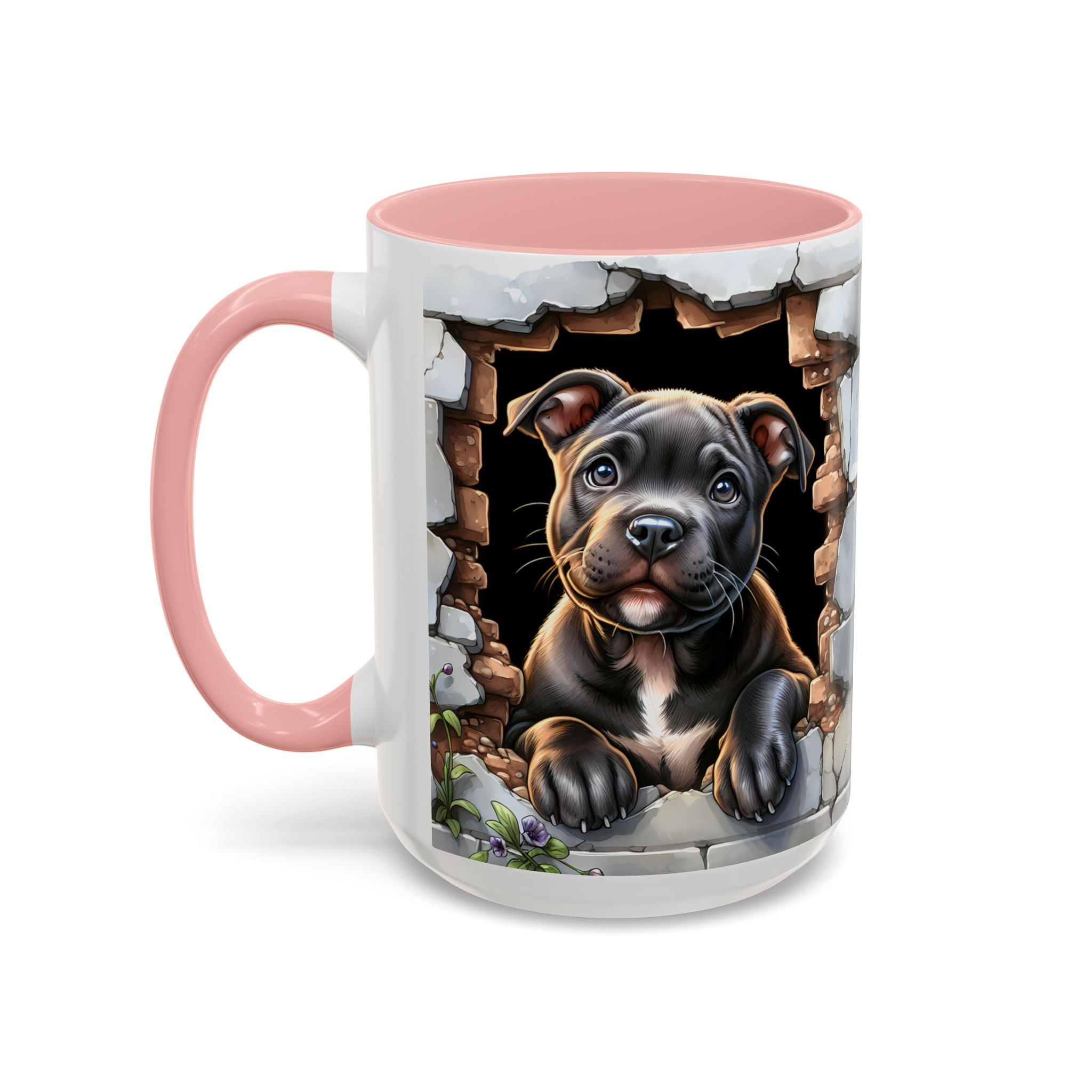 Pit Bull Puppy Peek Accent Coffee Mug – Cute Dog Lover Gift (11/15oz)