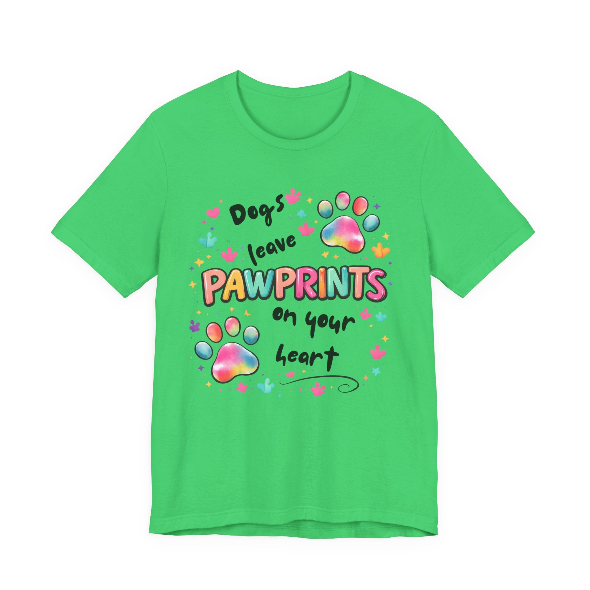 Pawprints on Your Heart T‑Shirt — Colorful Dog Paw Love Tee