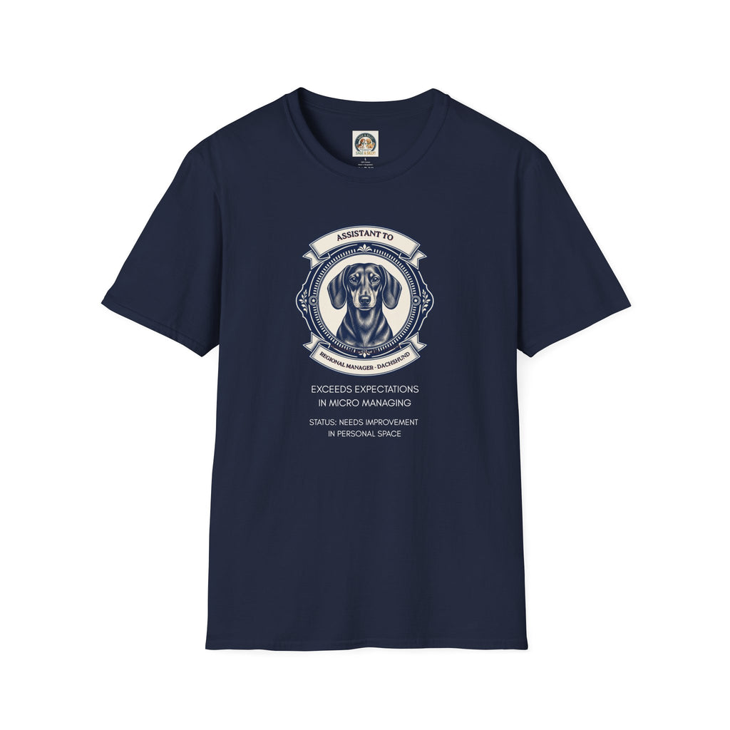 Dachshund Assistant T-Shirt — "Assistant to the Regional Manager" Funny Dog Tee
