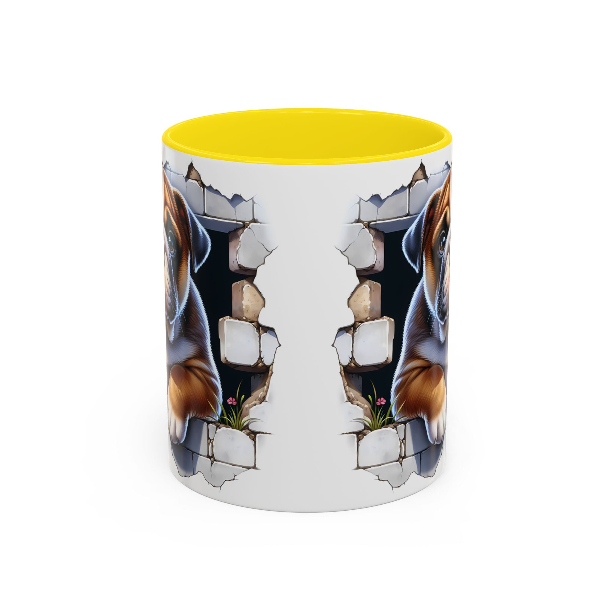 Bulldog Peek-A-Boo Accent Coffee Mug — Cute English Bulldog Coffee Cup (11/15 oz)