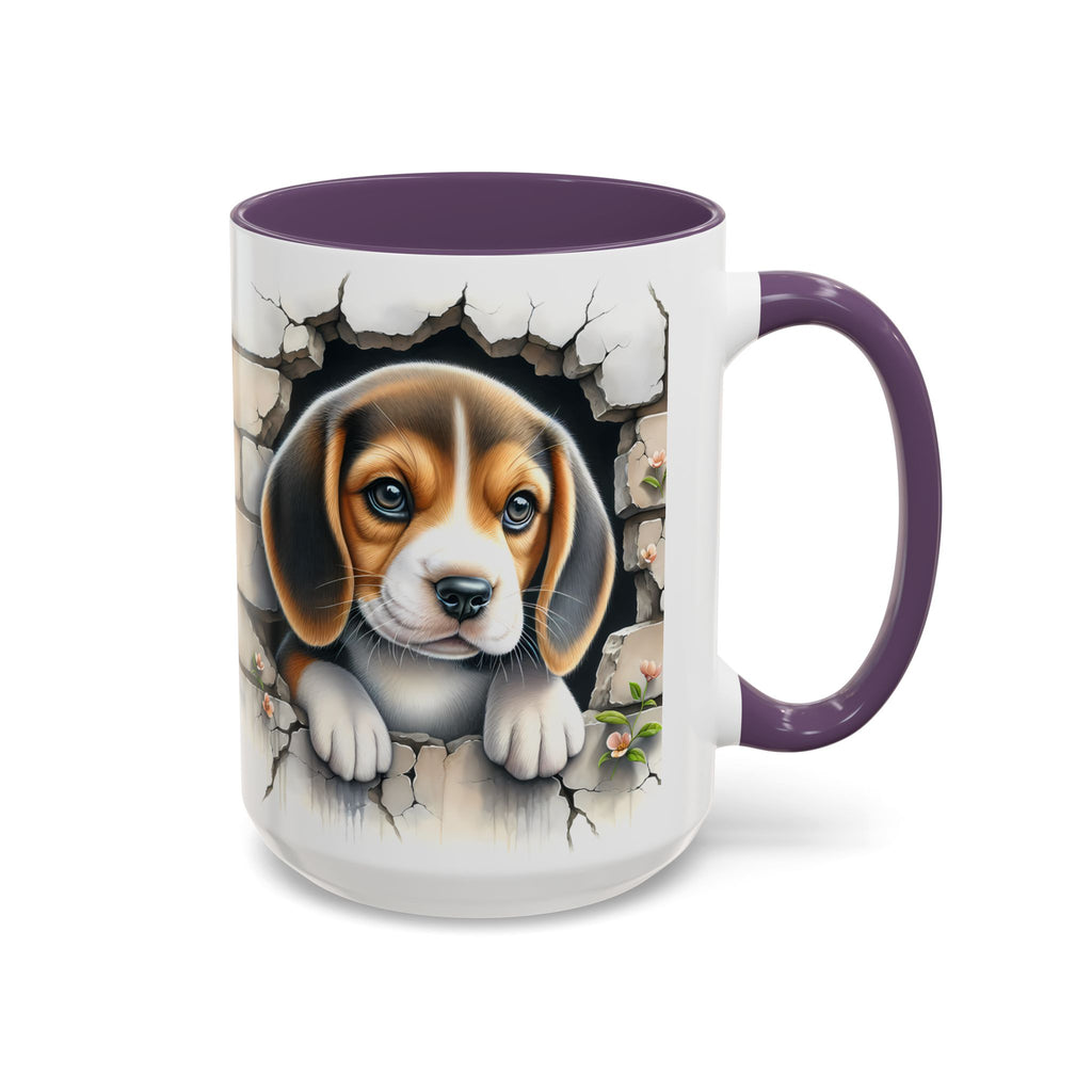 Beagle Puppy Peek Accent Coffee Mug – Cute Dog Gift (11/15 oz)