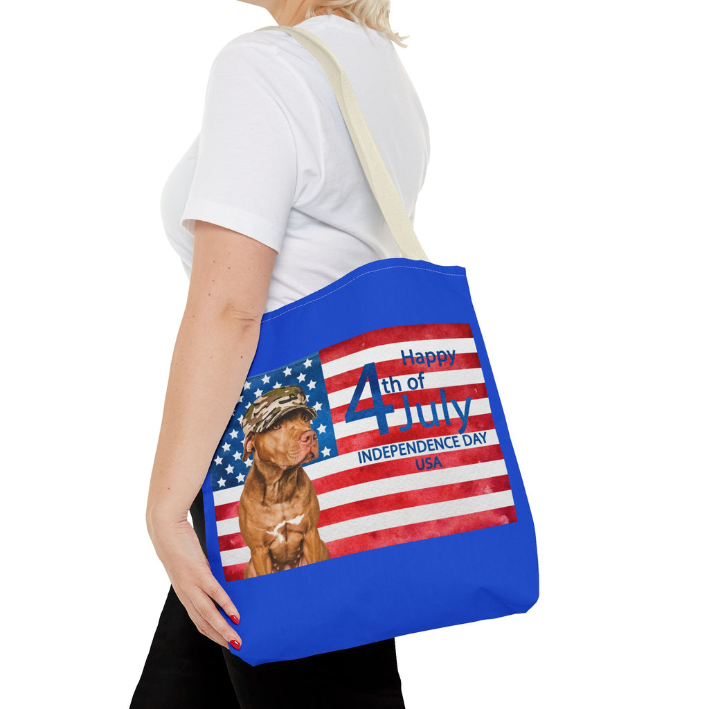 Independence Day Dog Tote Bag — Happy 4th of July USA Flag Tote