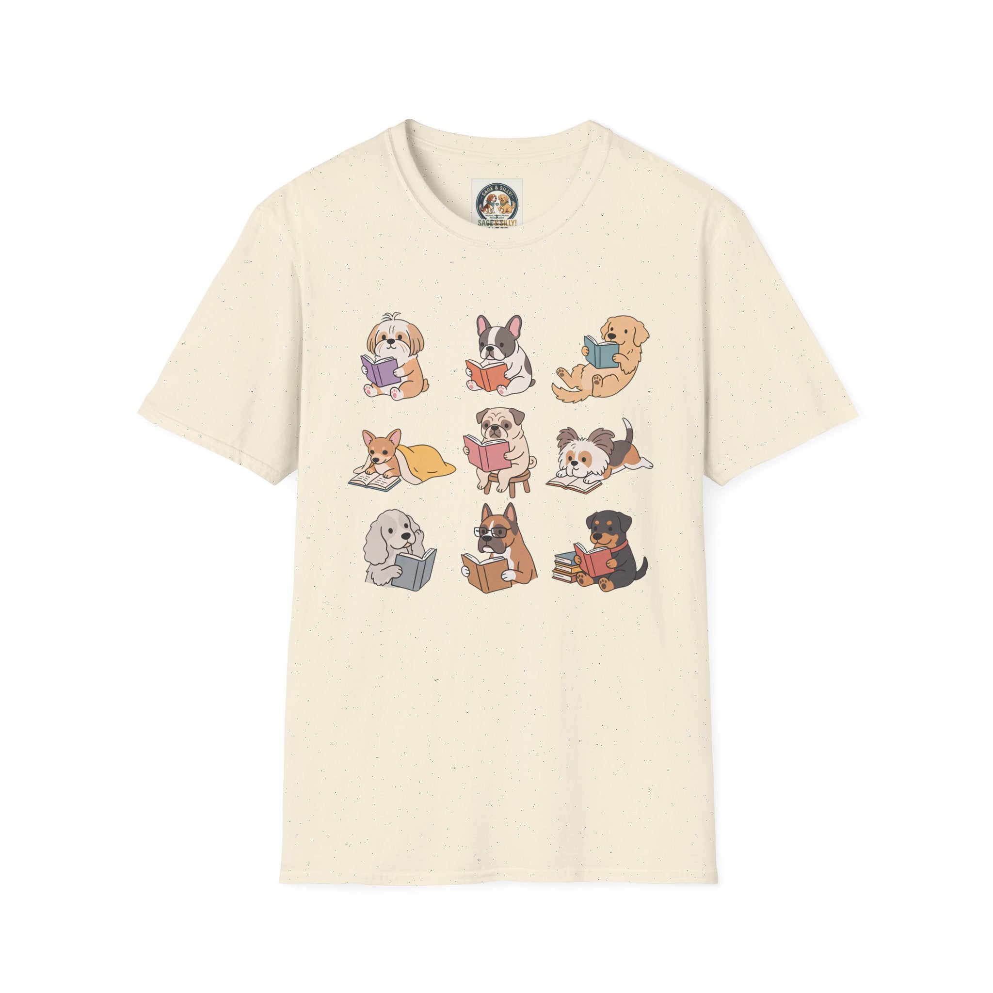 Reading Dogs T-Shirt — Cute Cartoon Dogs with Books Graphic Tee