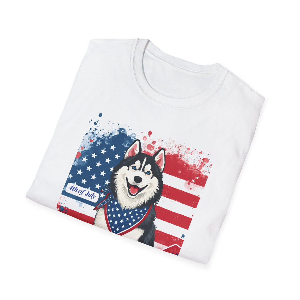 Patriotic Husky T-Shirt — America Independence Day 4th of July Dog Tee