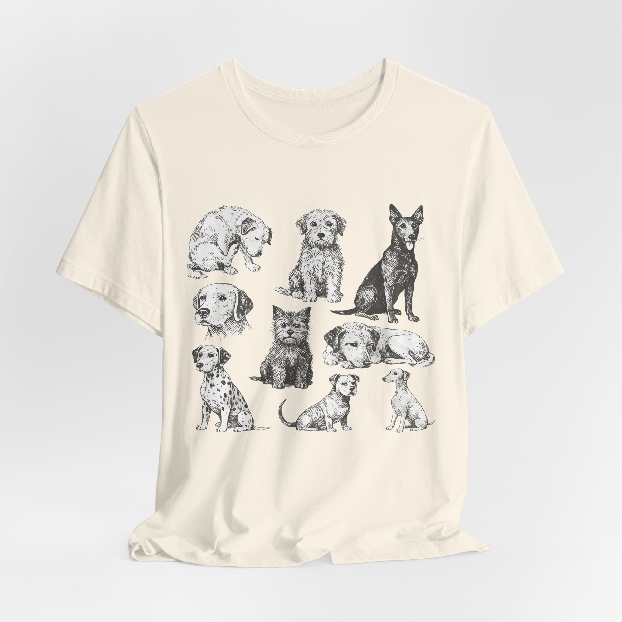 Dog Breed Sketches T-Shirt — Hand-Drawn Puppy Portraits Tee