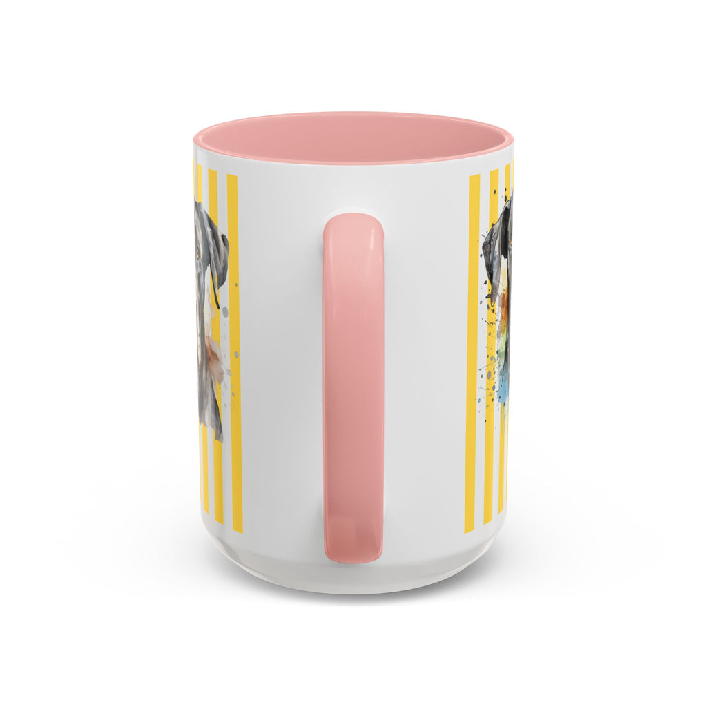 Personalised Dog Accent Coffee Mug — Yellow Striped Dog Lover Gift (11/15 oz)