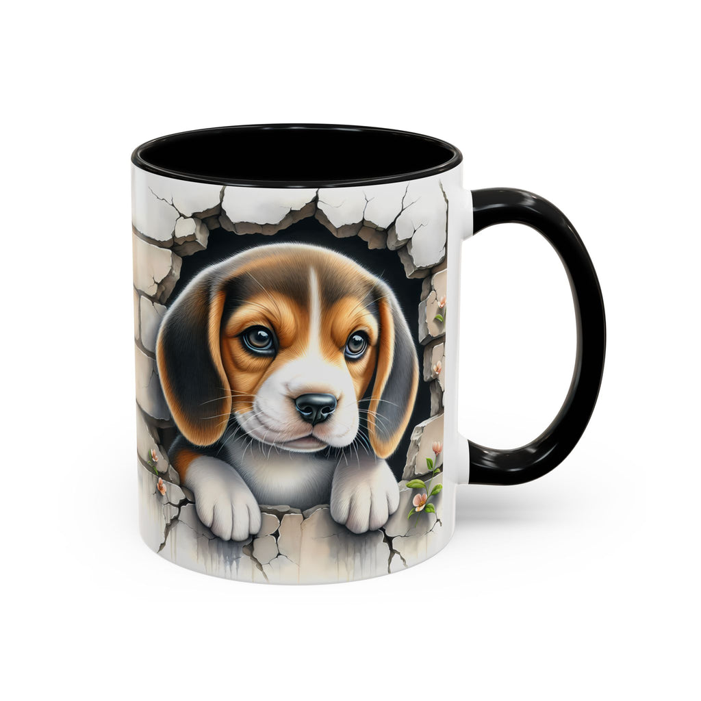 Beagle Puppy Peek Accent Coffee Mug – Cute Dog Gift (11/15 oz)