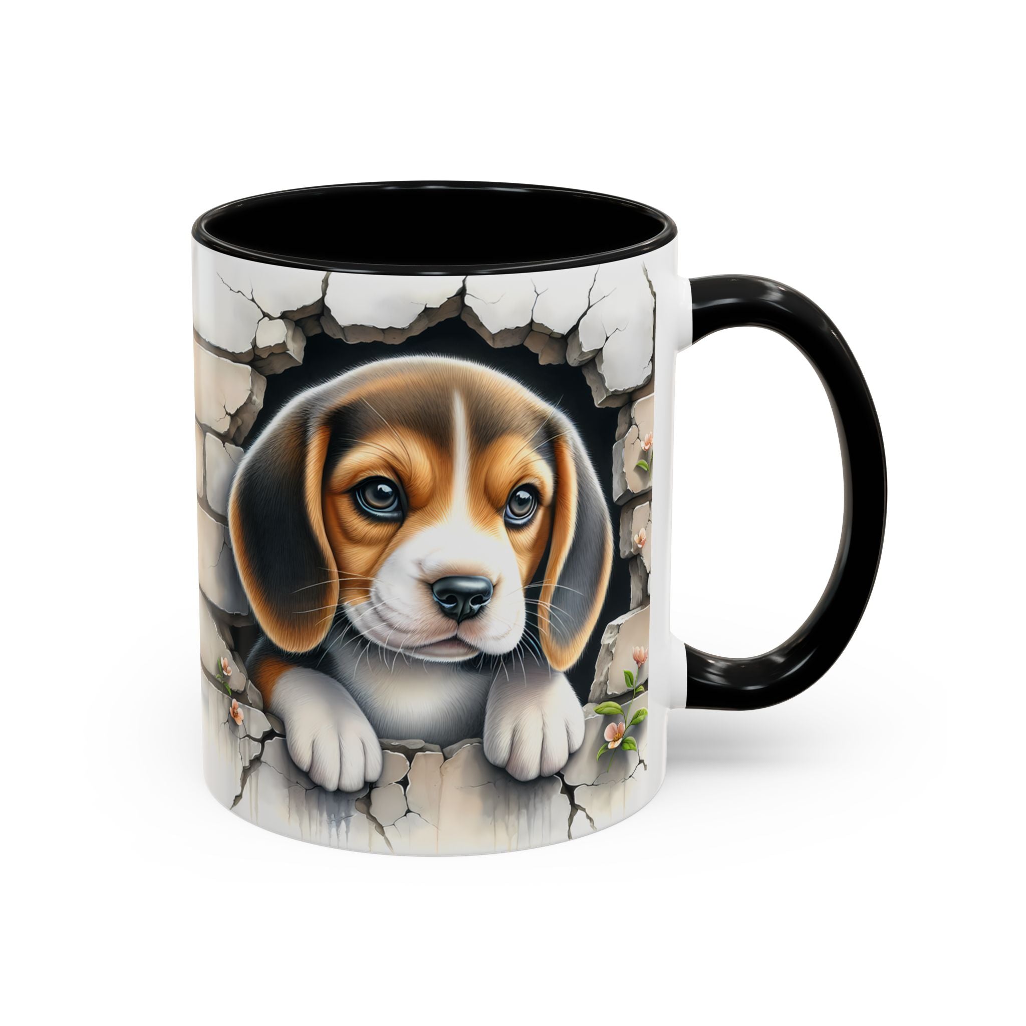 Beagle Puppy Peek Accent Coffee Mug – Cute Dog Gift (11/15 oz)