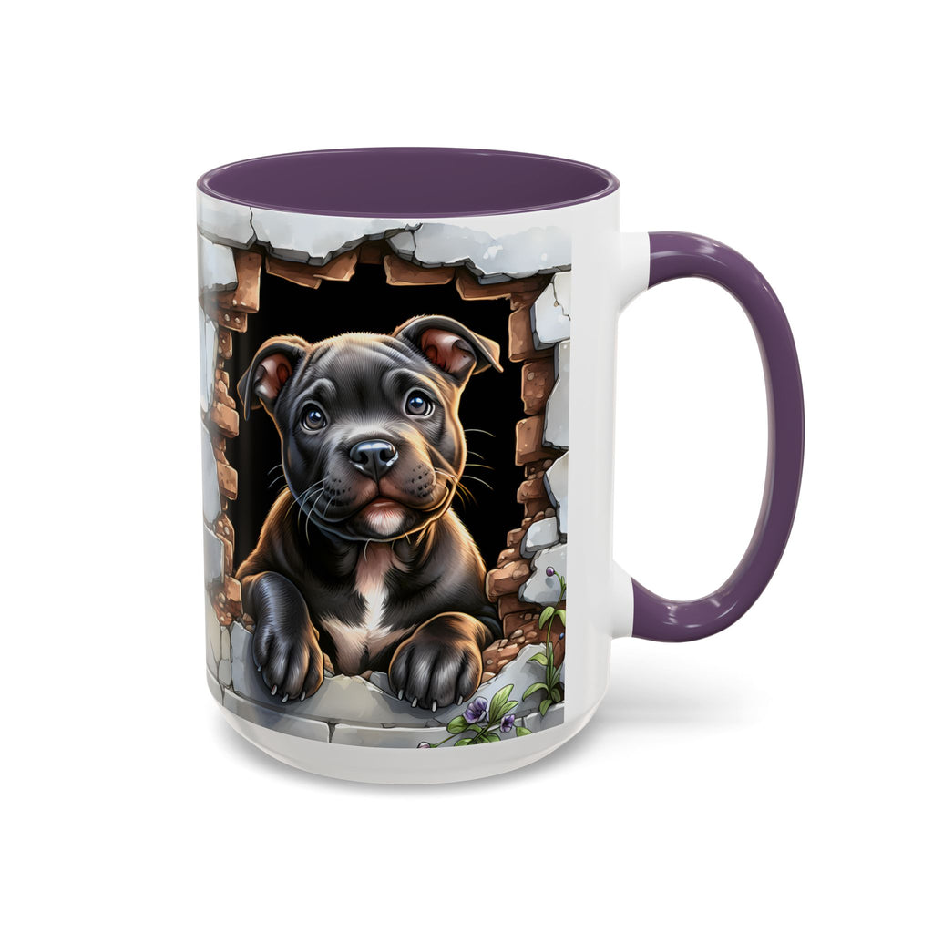Pit Bull Puppy Peek Accent Coffee Mug – Cute Dog Lover Gift (11/15oz)