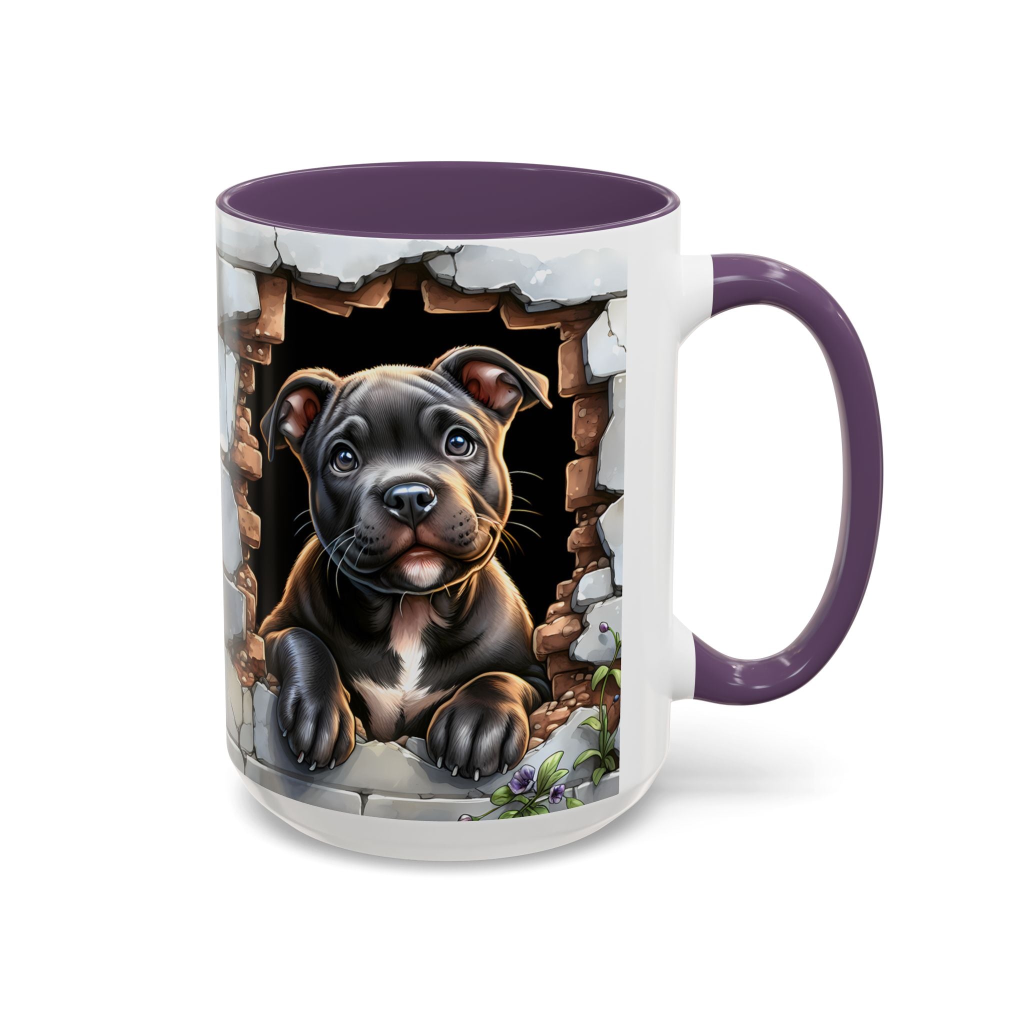Pit Bull Puppy Peek Accent Coffee Mug – Cute Dog Lover Gift (11/15oz)