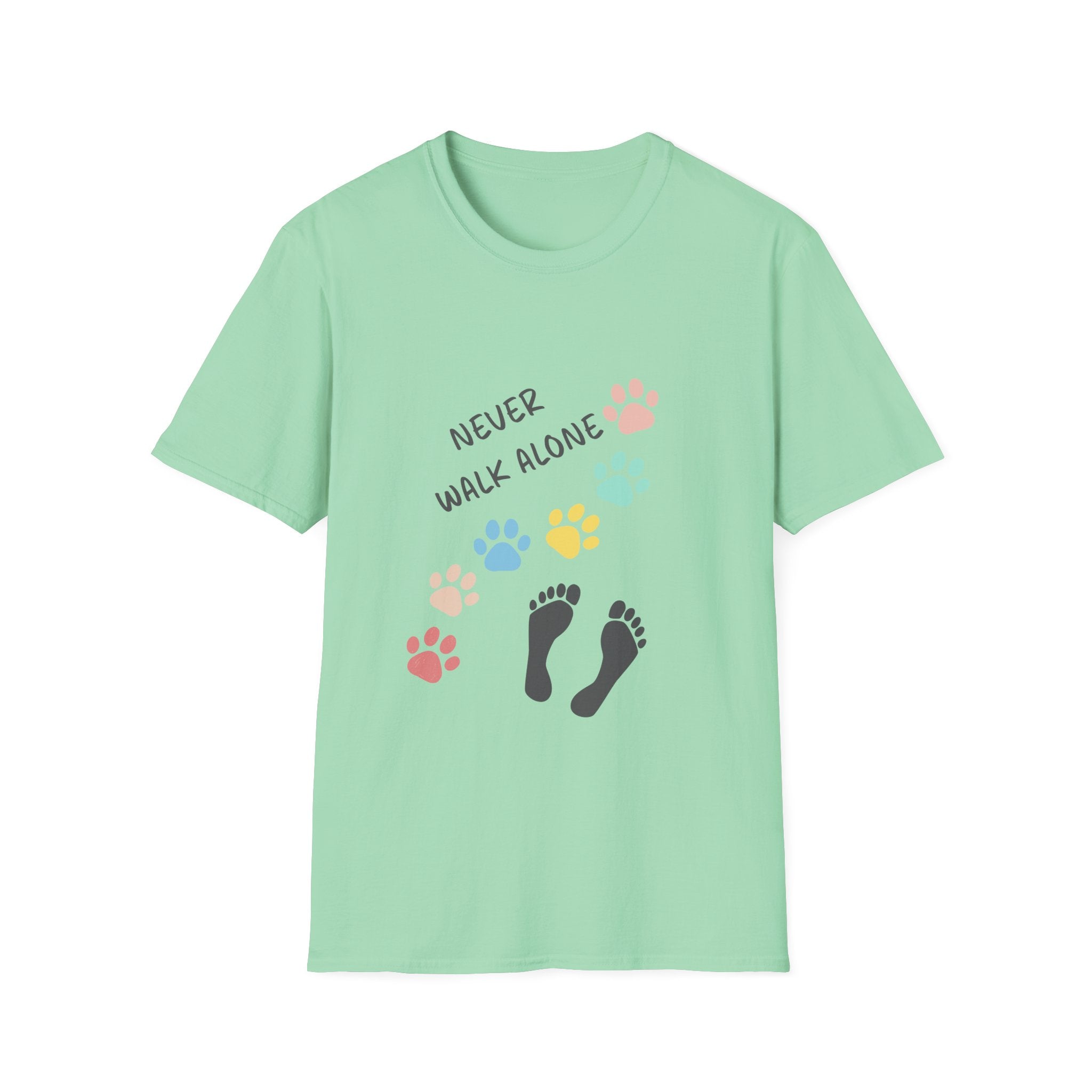 Never Walk Alone Paw & Footprint T-Shirt