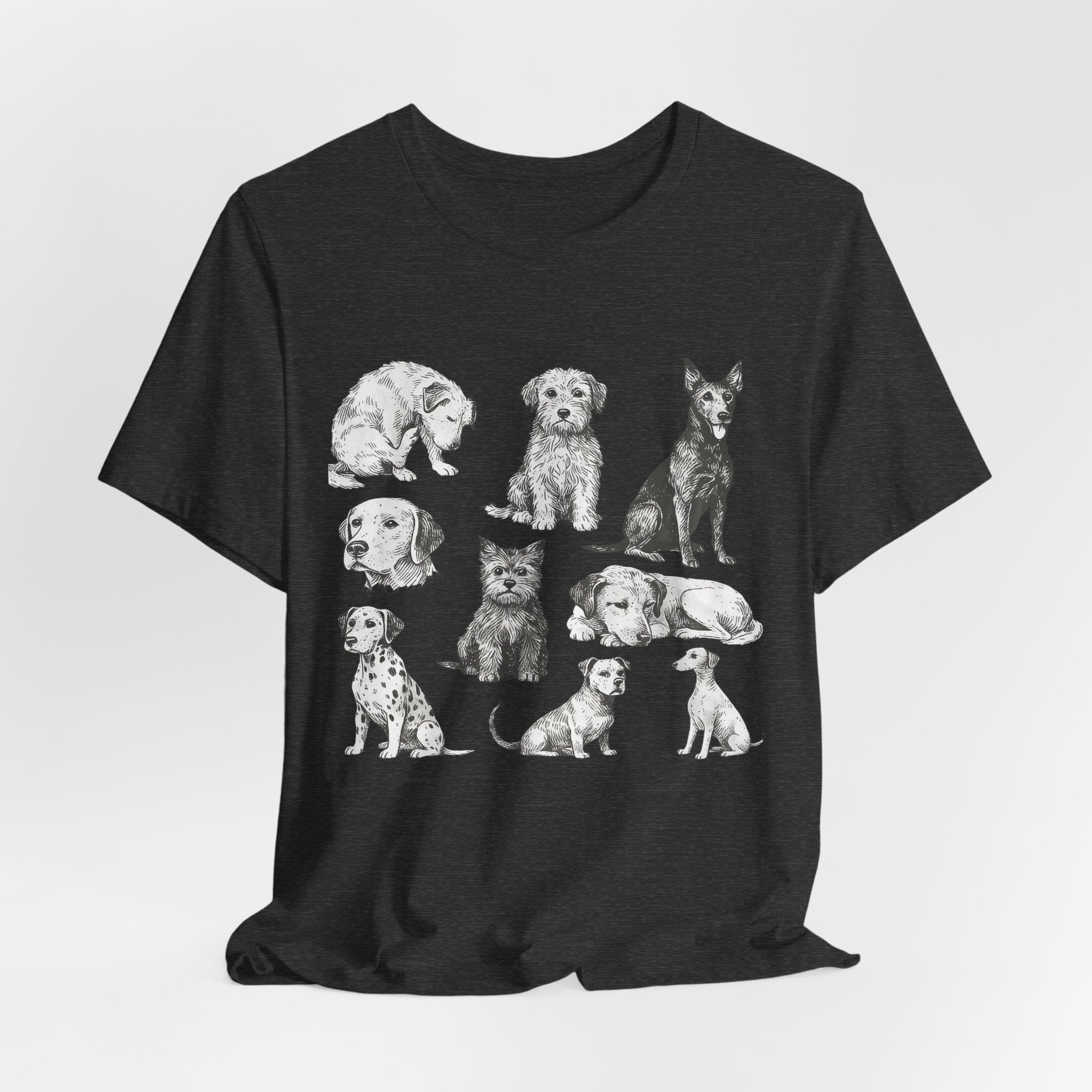 Dog Breed Sketches T-Shirt — Hand-Drawn Puppy Portraits Tee