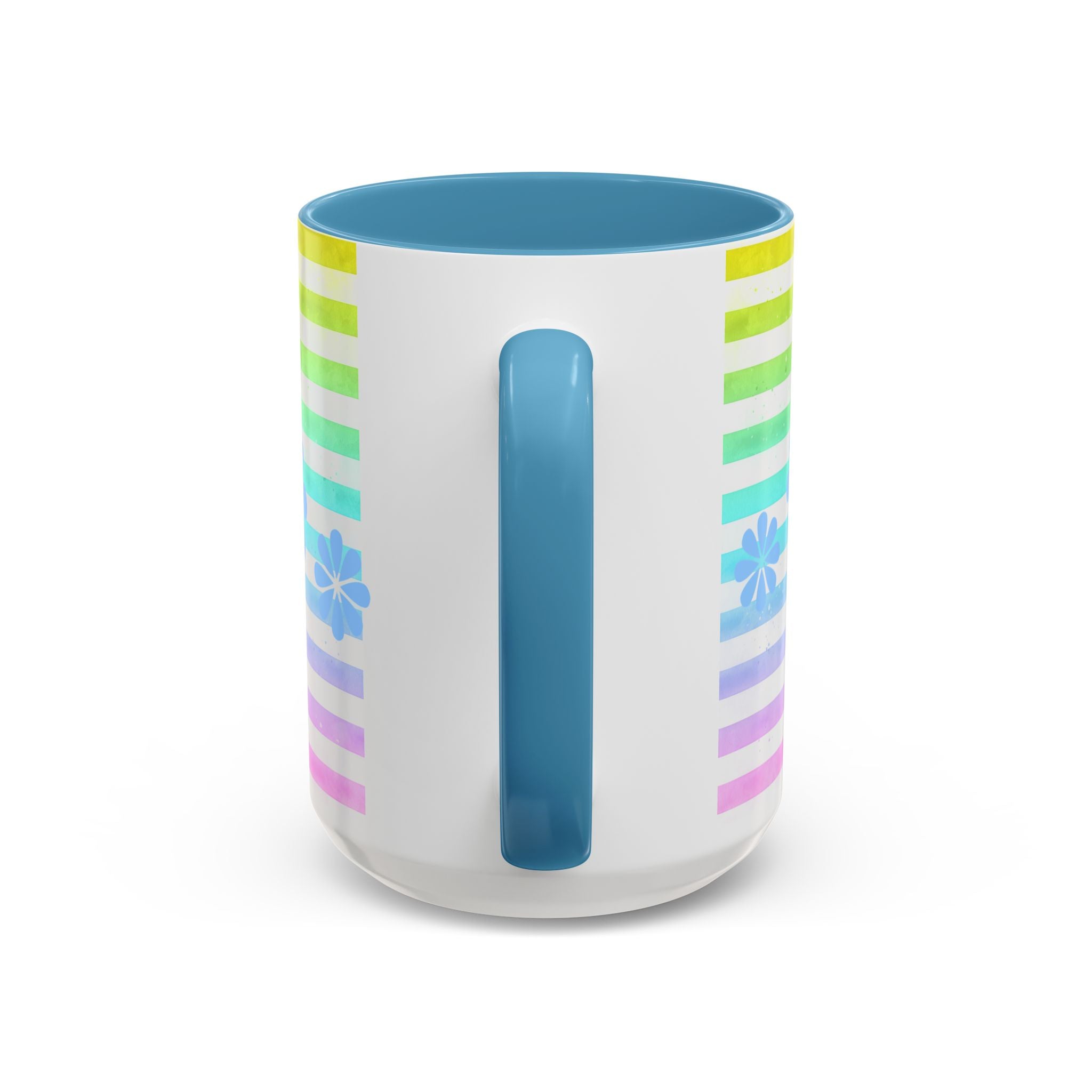 West Highland Terrier Coffee Mug — Cute White Pup on Rainbow Stripes (Accent Mug 11/15oz)