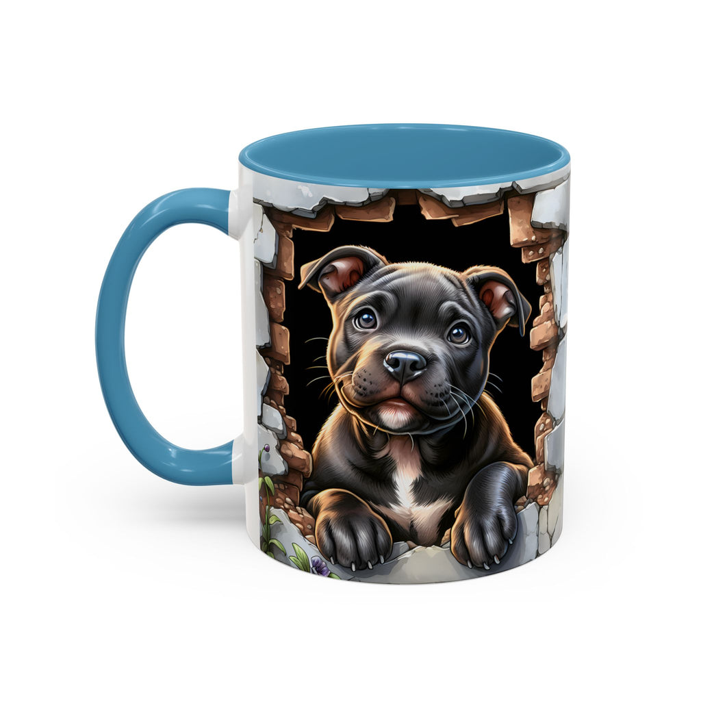 Pit Bull Puppy Peek Accent Coffee Mug – Cute Dog Lover Gift (11/15oz)
