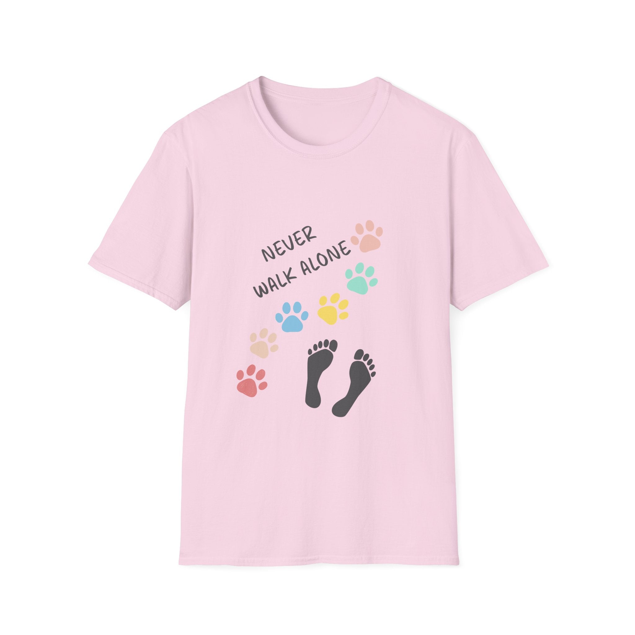 Never Walk Alone Paw & Footprint T-Shirt