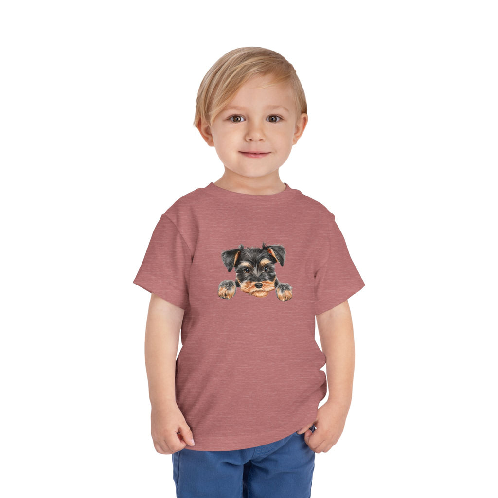Toddler Tee — Cute Yorkie Puppy Peeking Graphic