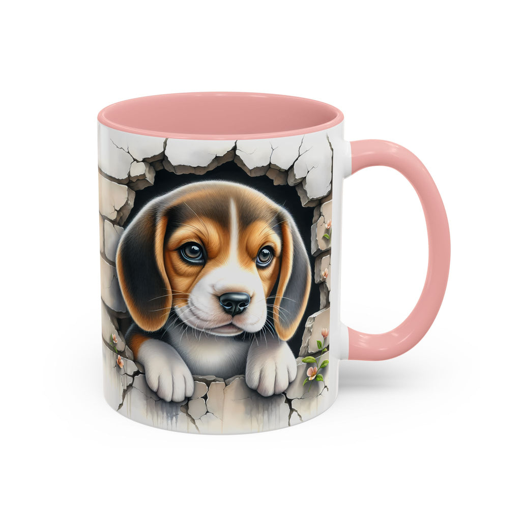 Beagle Puppy Peek Accent Coffee Mug – Cute Dog Gift (11/15 oz)