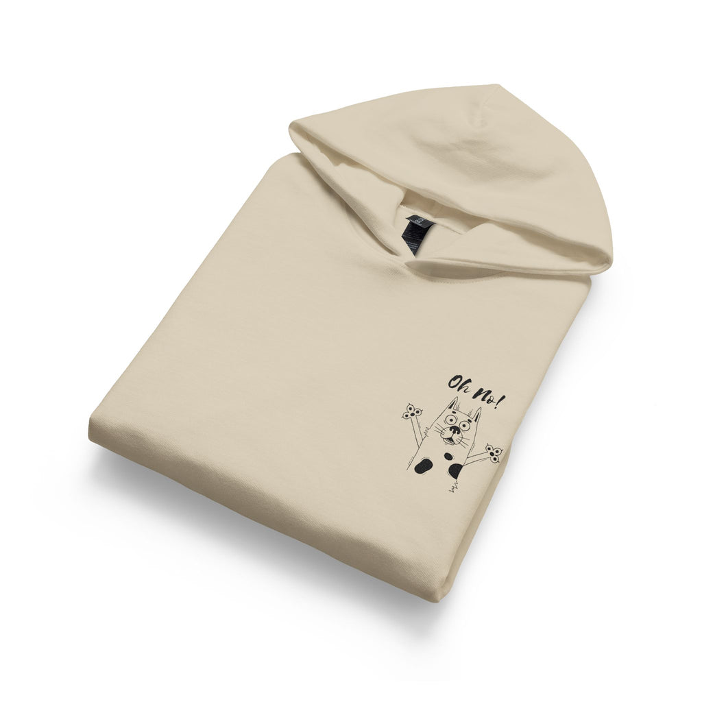 Youth Hoodie — Cute Cartoon Dog Design with "Oh No" Pocket Graphic