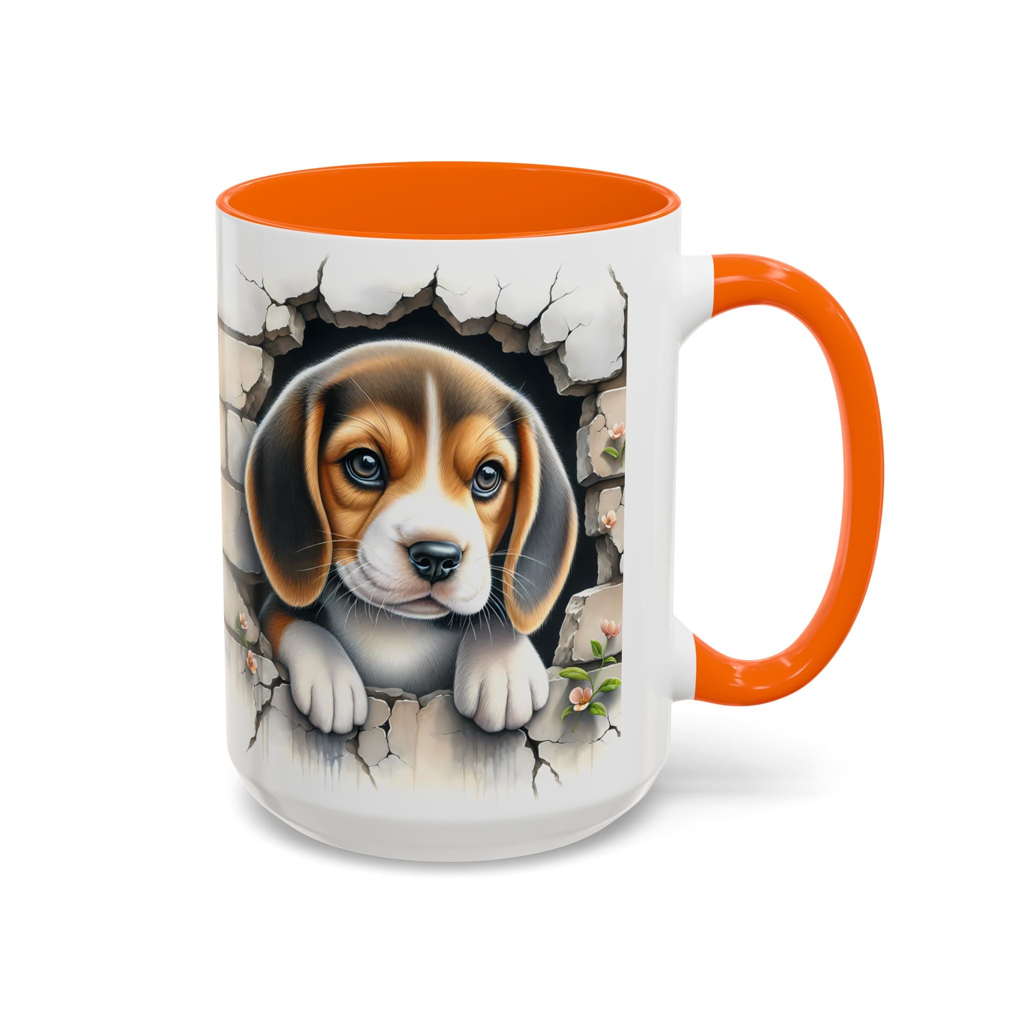 Beagle Puppy Peek Accent Coffee Mug – Cute Dog Gift (11/15 oz)