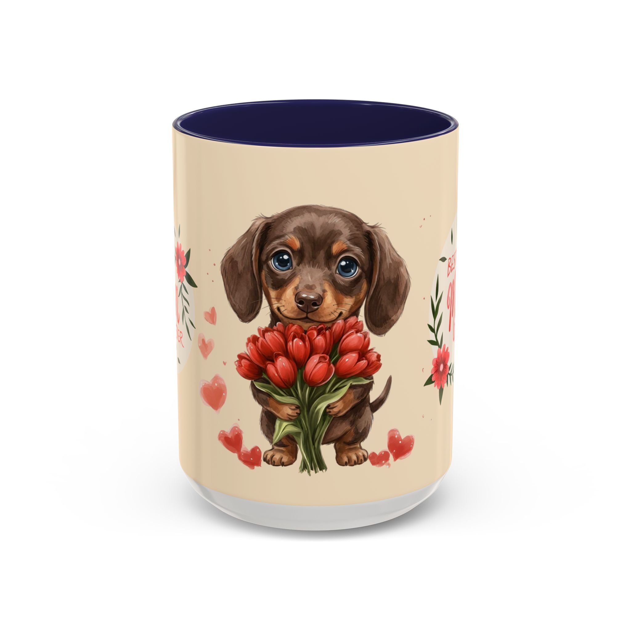 Best Mom Ever Coffee Mug — Cute Dachshund with Tulips
