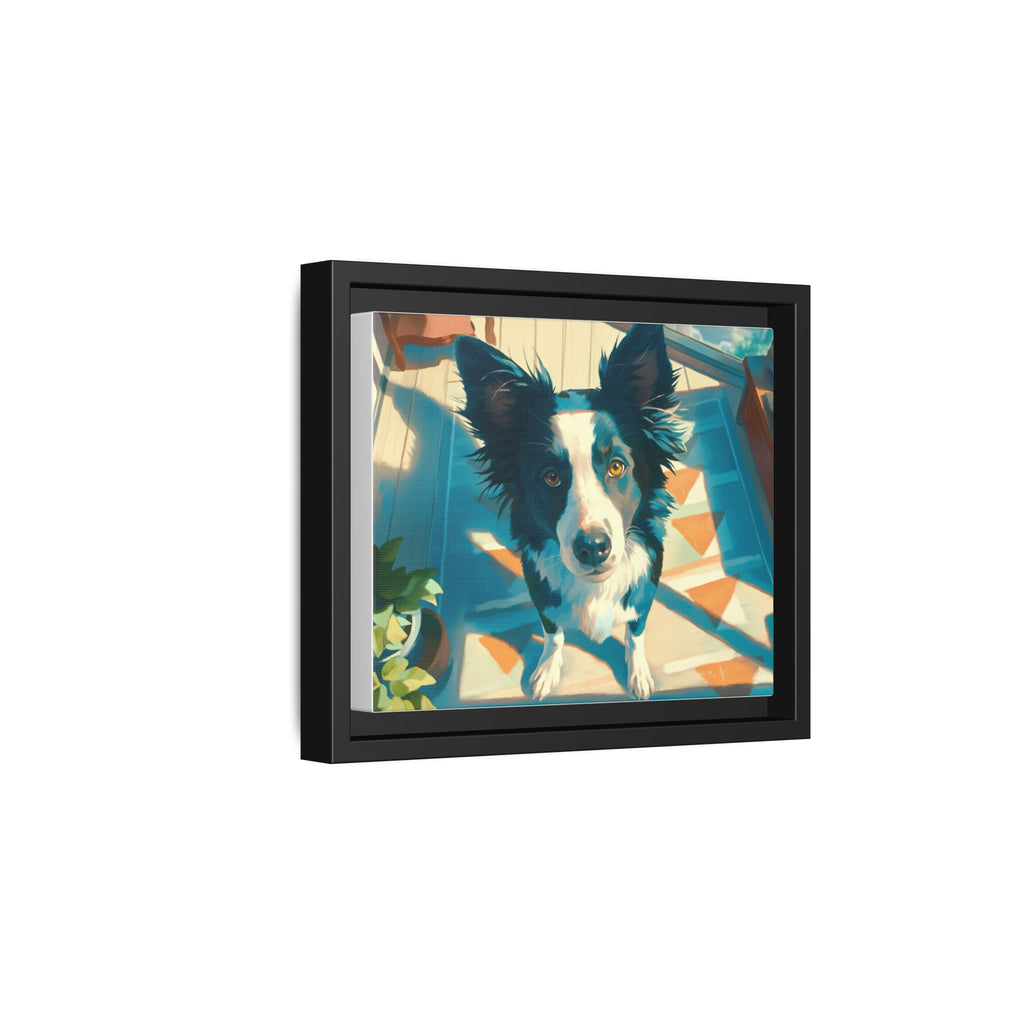 Framed Matte Canvas - Colorful Border Collie Pet Portrait