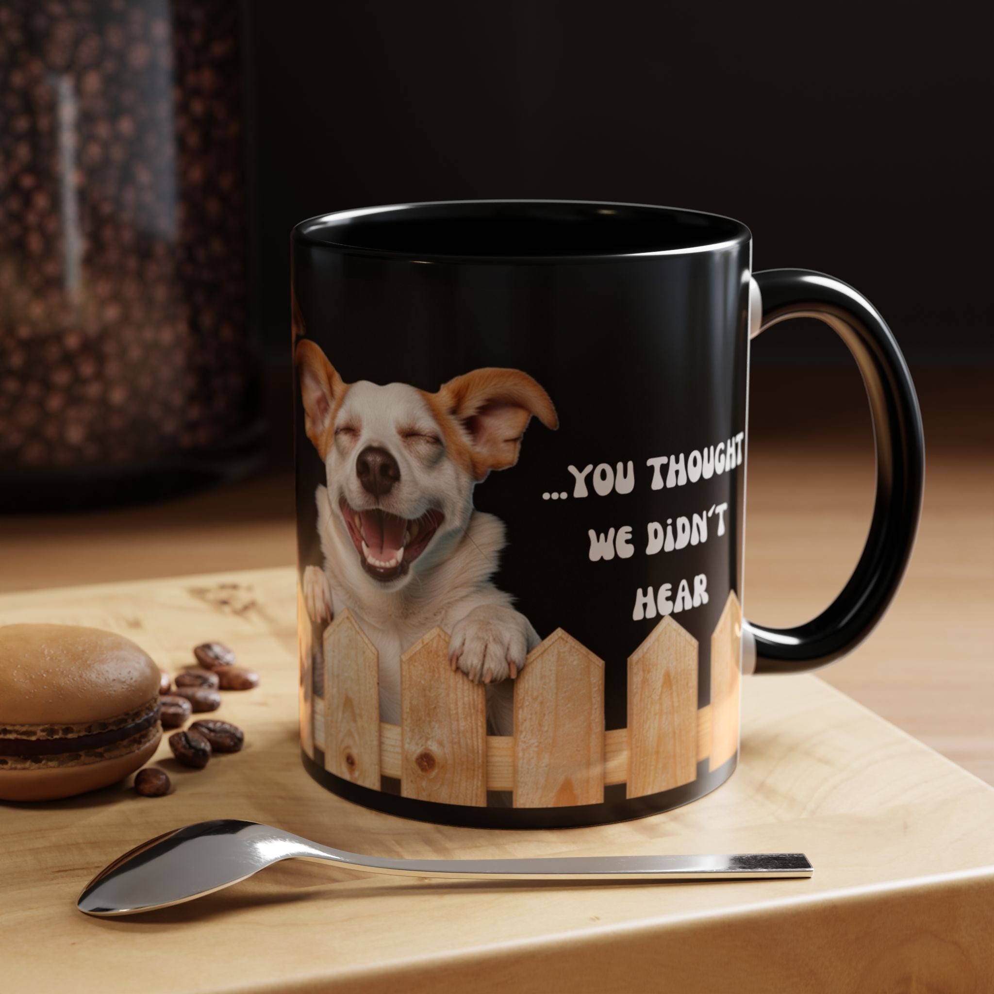 Funny Dog Coffee Mug – "Telling Each Other the Secrets You Thought We Didn't Hear" Accent Mug (11/15oz)