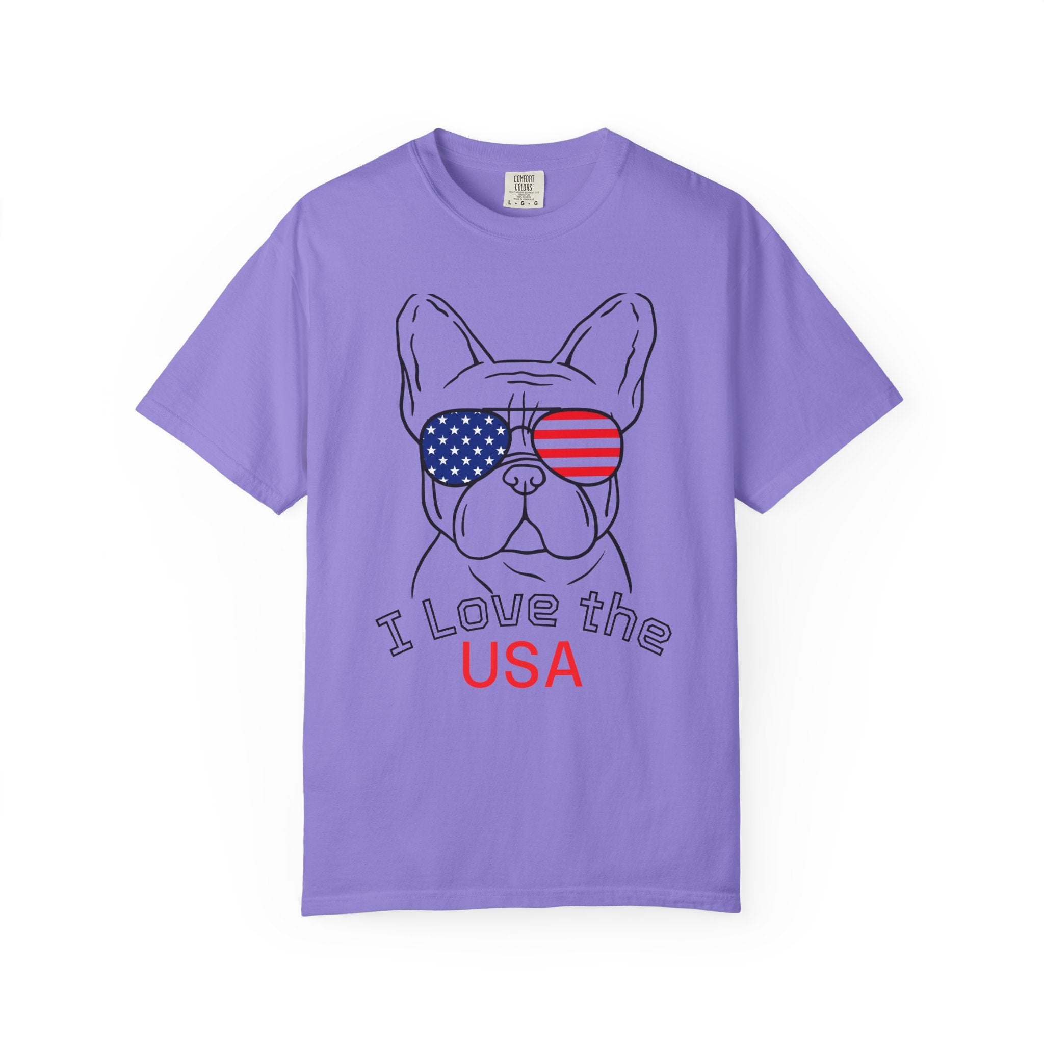 USA Bulldog T-Shirt — "I Love the USA" Patriotic Dog Tee