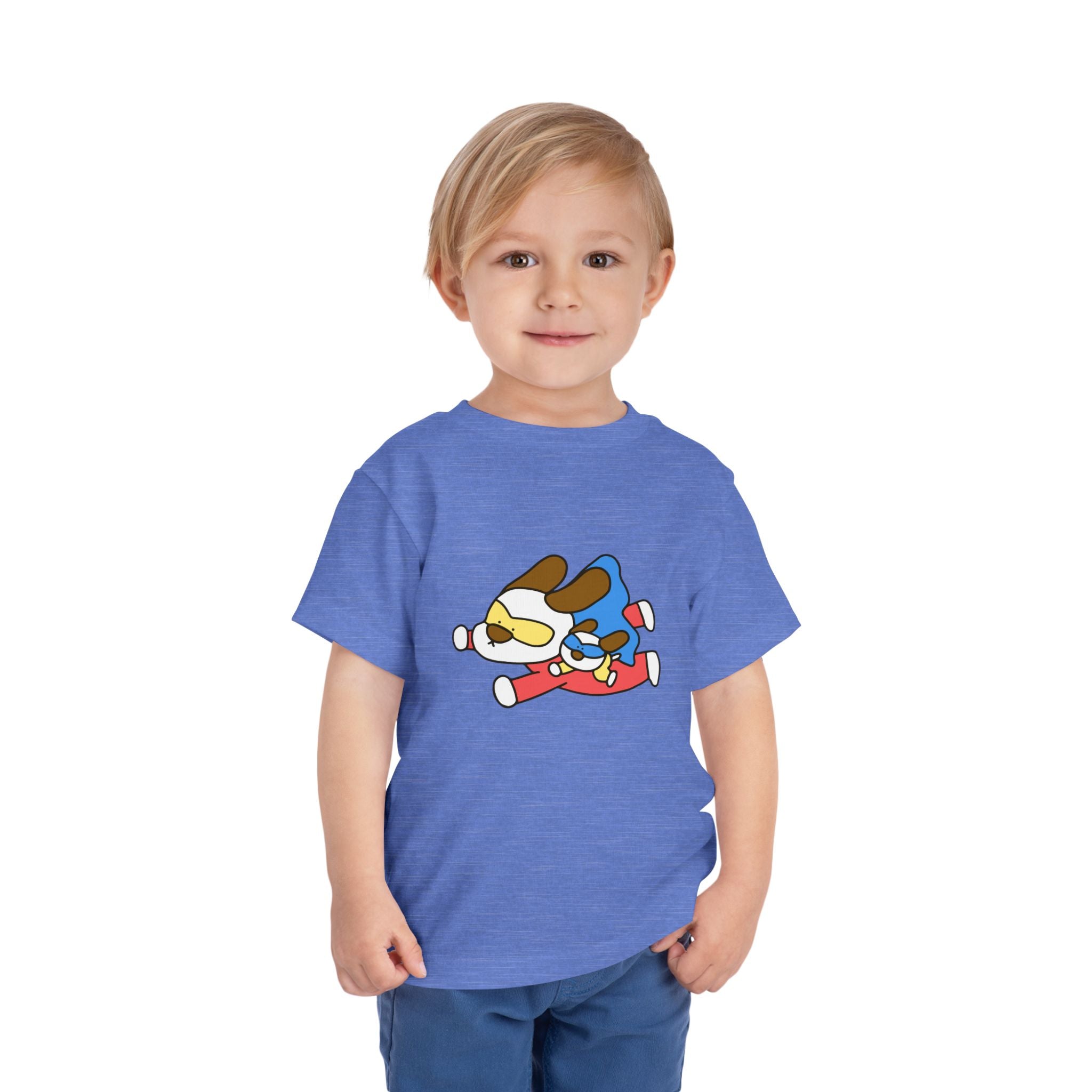 Toddler Tee – Cute Superhero Dog & Puppy Flight Graphic