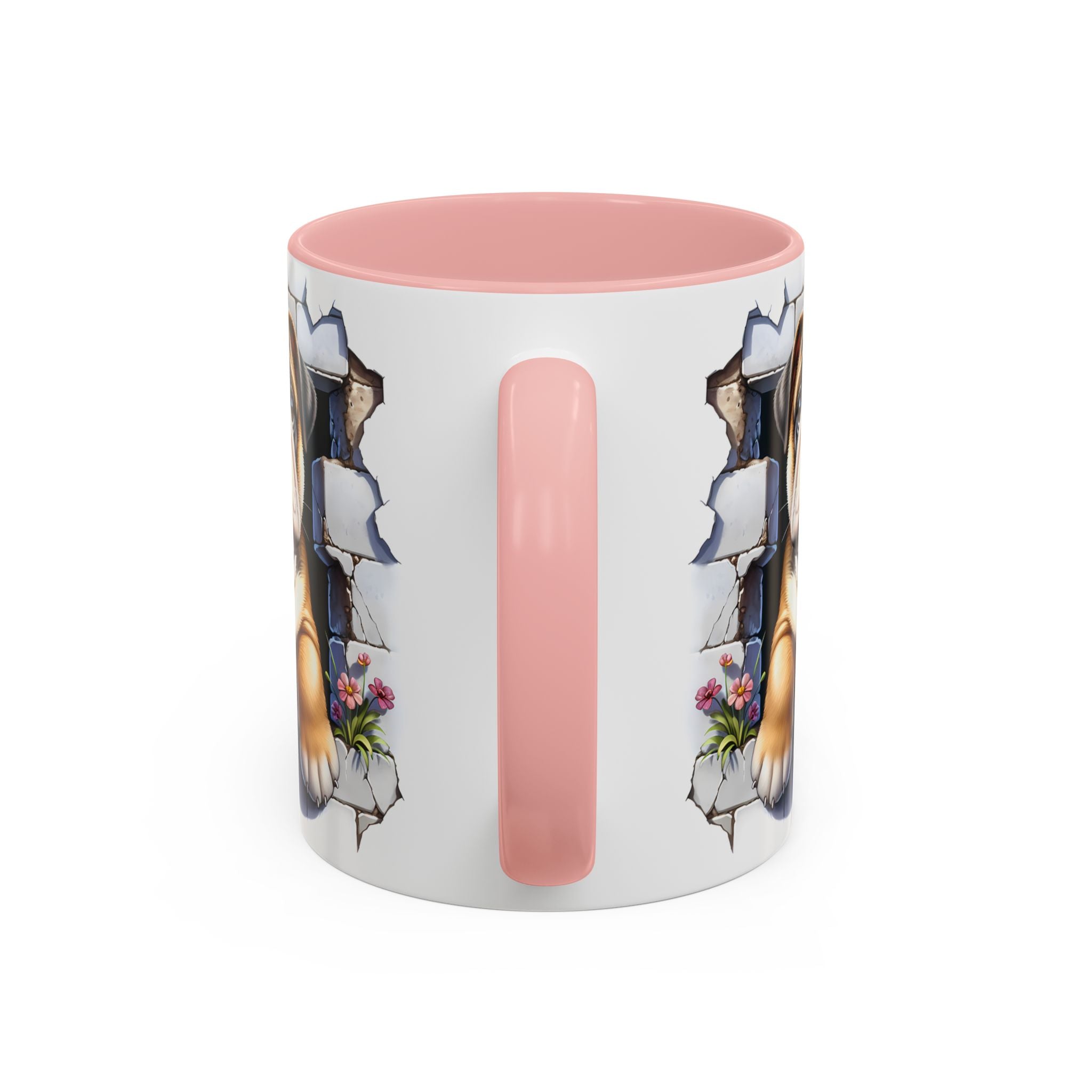 Bulldog Peek-A-Boo Accent Coffee Mug — Cute English Bulldog Coffee Cup (11/15 oz)