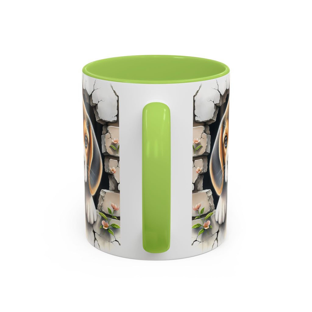 Beagle Puppy Peek Accent Coffee Mug – Cute Dog Gift (11/15 oz)
