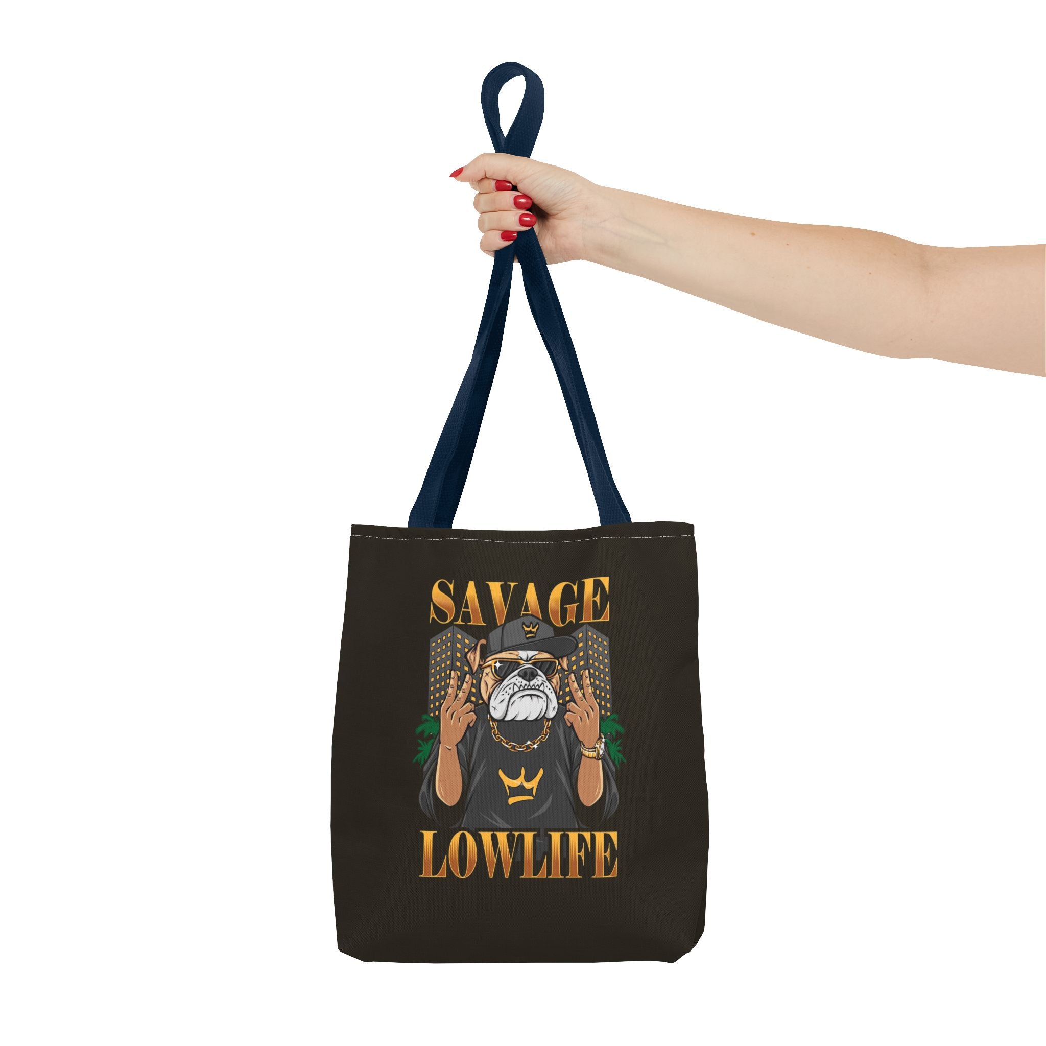 Savage Lowlife Graphic Tote Bag — Urban Bulldog Design, Streetwear Everyday Carry
