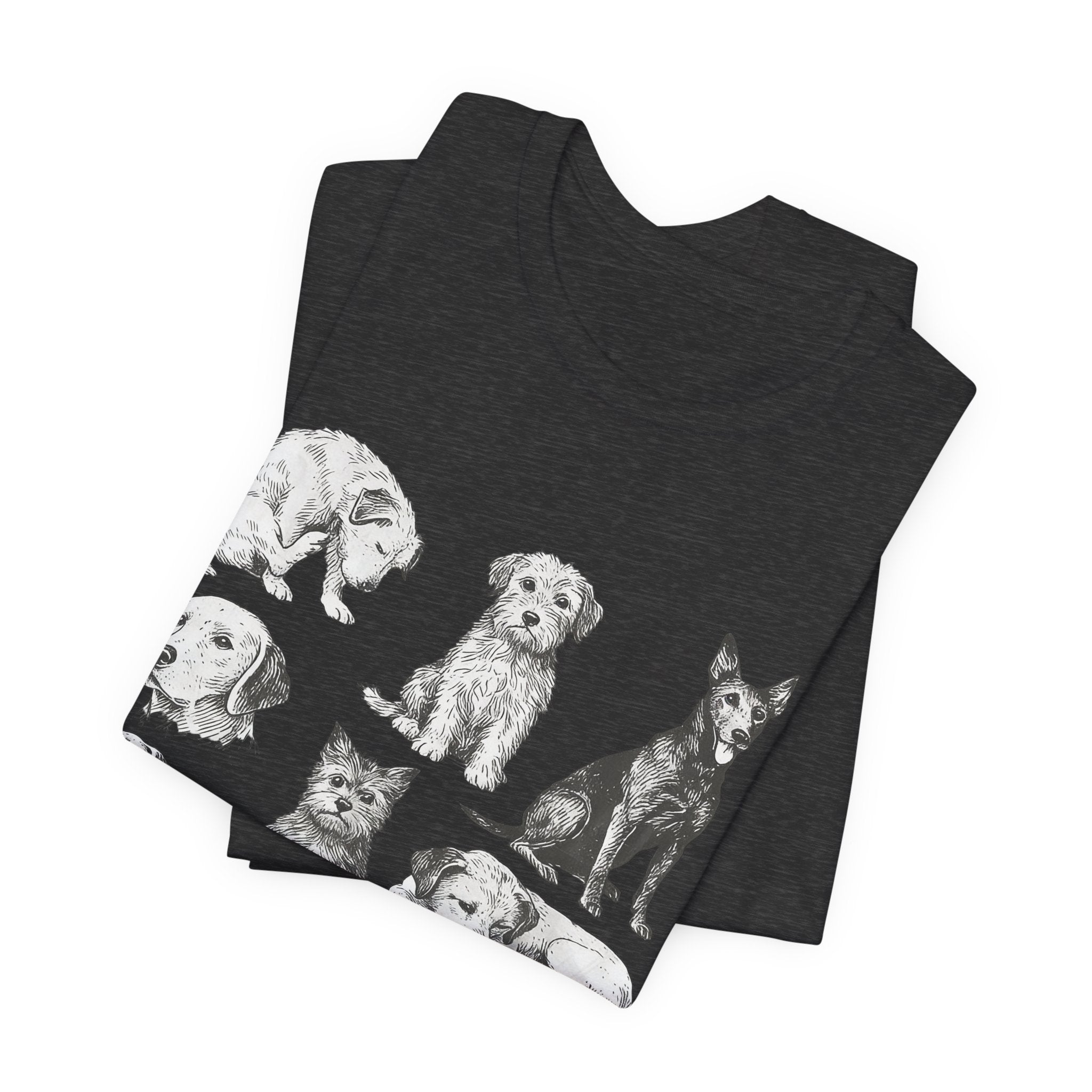 Dog Breed Sketches T-Shirt — Hand-Drawn Puppy Portraits Tee