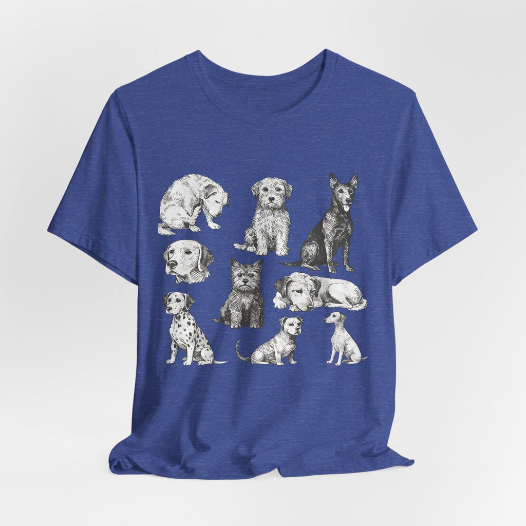 Dog Breed Sketches T-Shirt — Hand-Drawn Puppy Portraits Tee