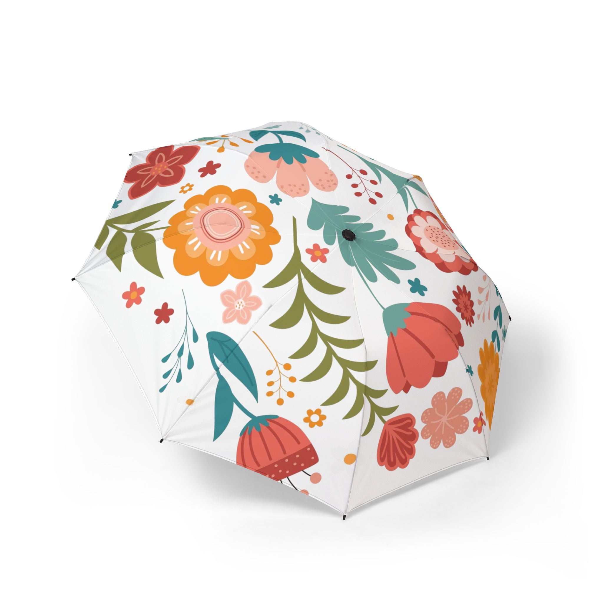 Floral Foldable Umbrella — Lightweight Semi-Automatic Compact Rain Umbrella