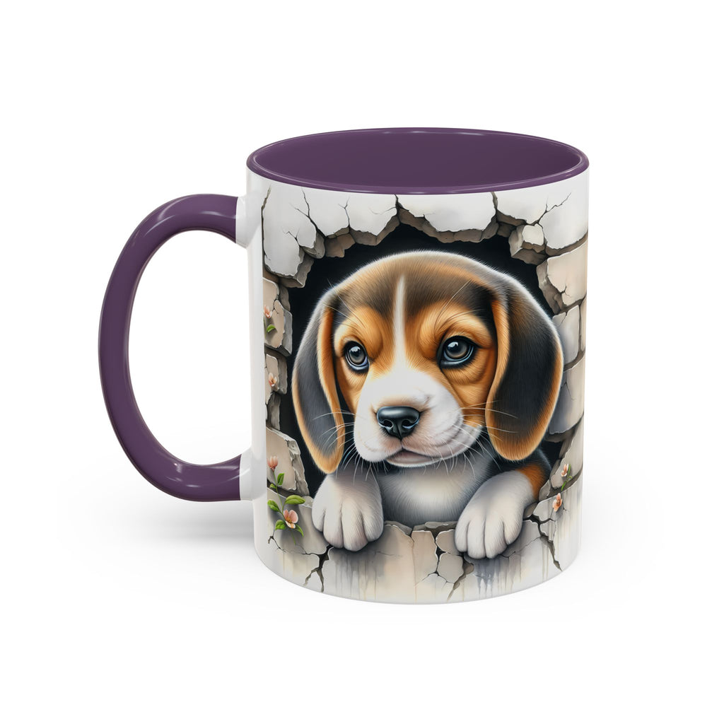 Beagle Puppy Peek Accent Coffee Mug – Cute Dog Gift (11/15 oz)