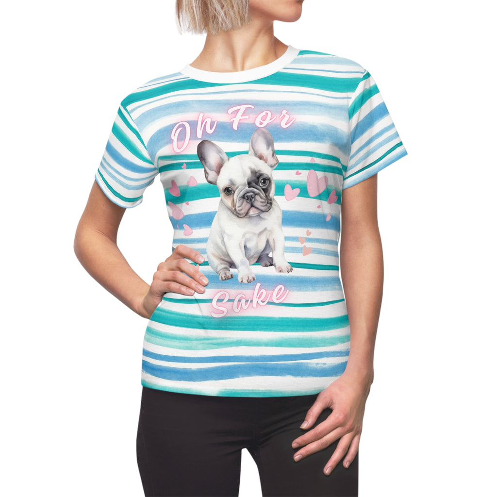 Oh For Frenchie's Sake Women's Tee — French Bulldog Stripe All-Over Print