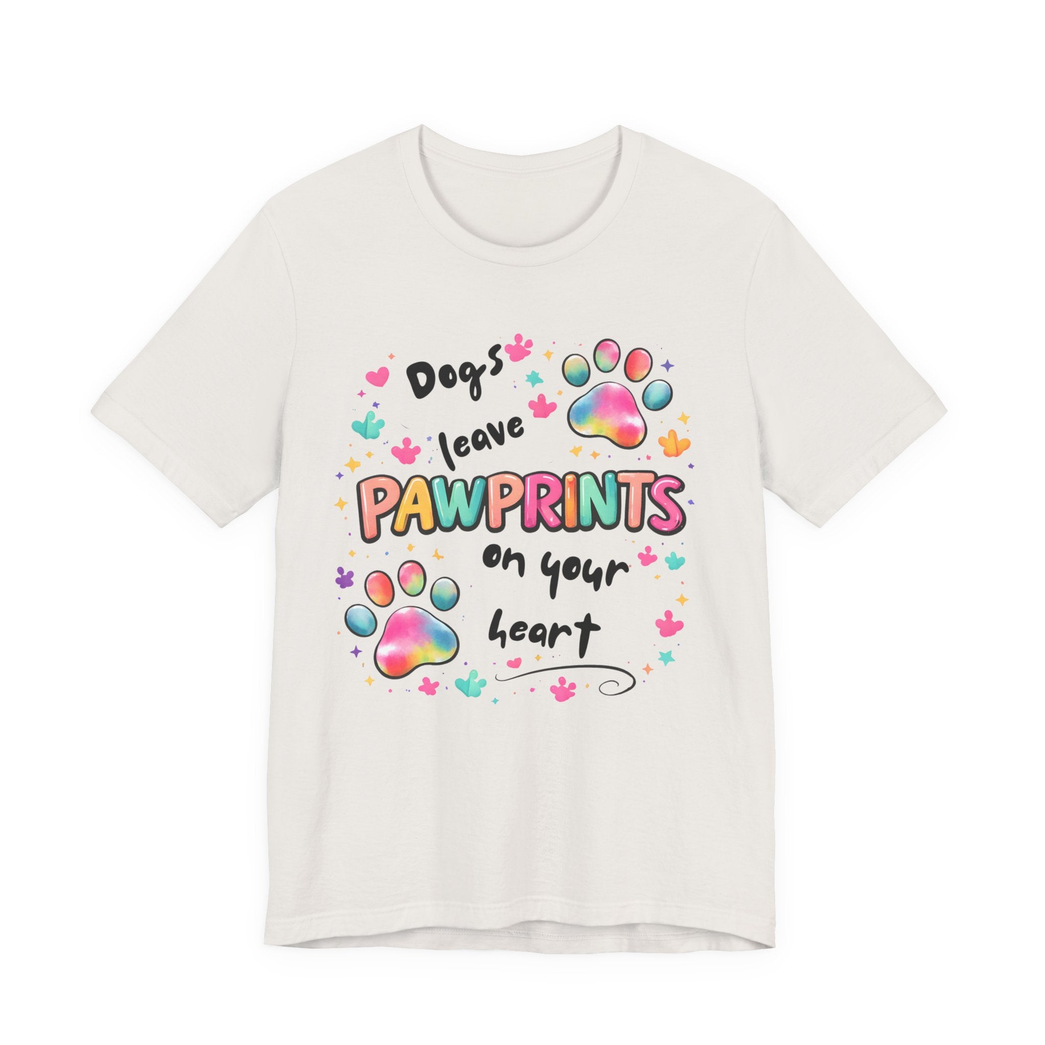 Pawprints on Your Heart T‑Shirt — Colorful Dog Paw Love Tee